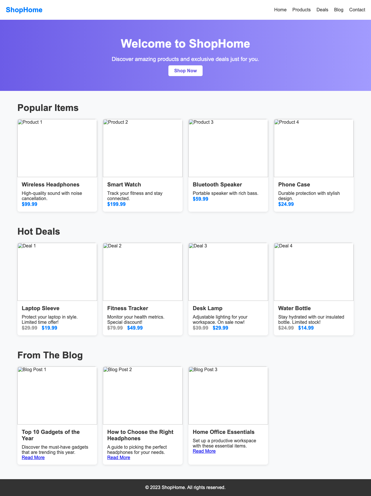 Screenshot sample 96 for shopping-home-page / DeepSeek V3.1
