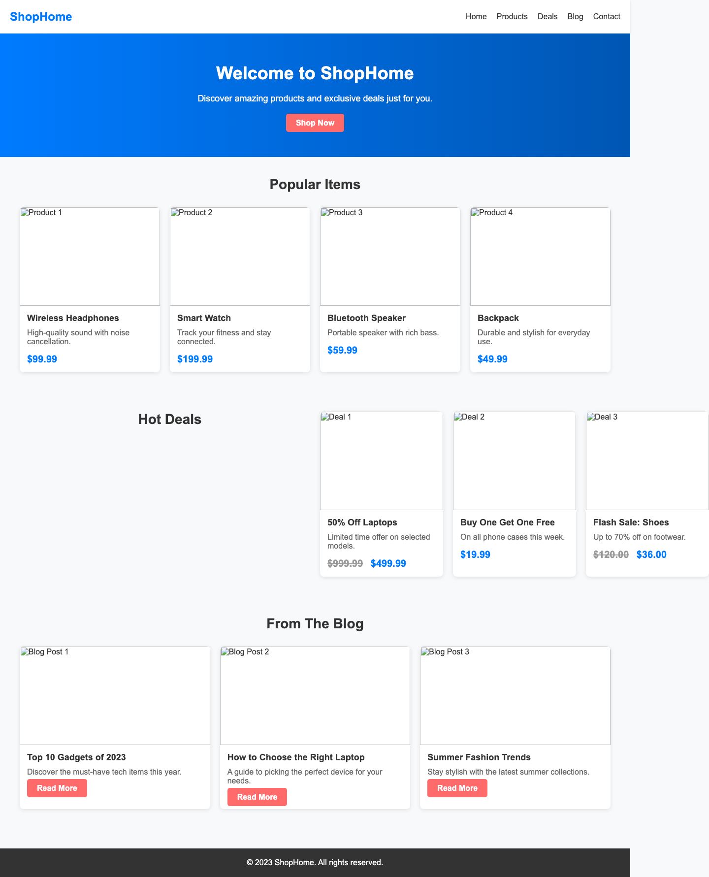 Screenshot sample 98 for shopping-home-page / DeepSeek V3.1