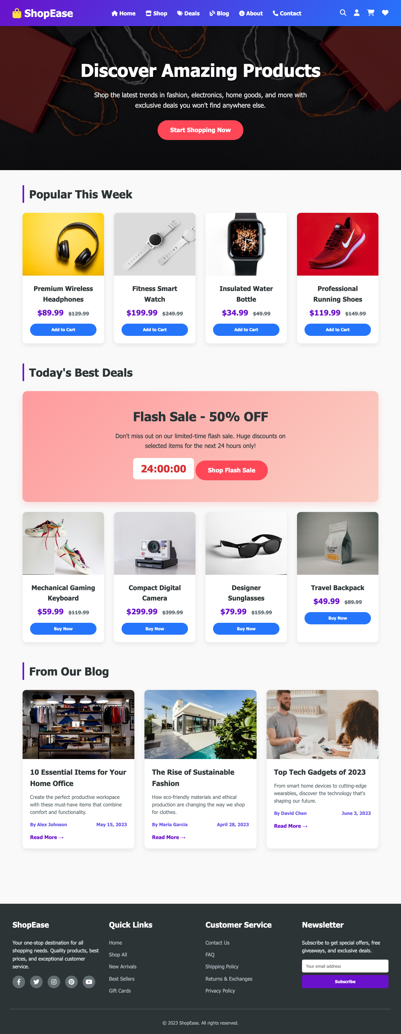 Screenshot sample 0 for shopping-home-page / DeepSeek V3.2
