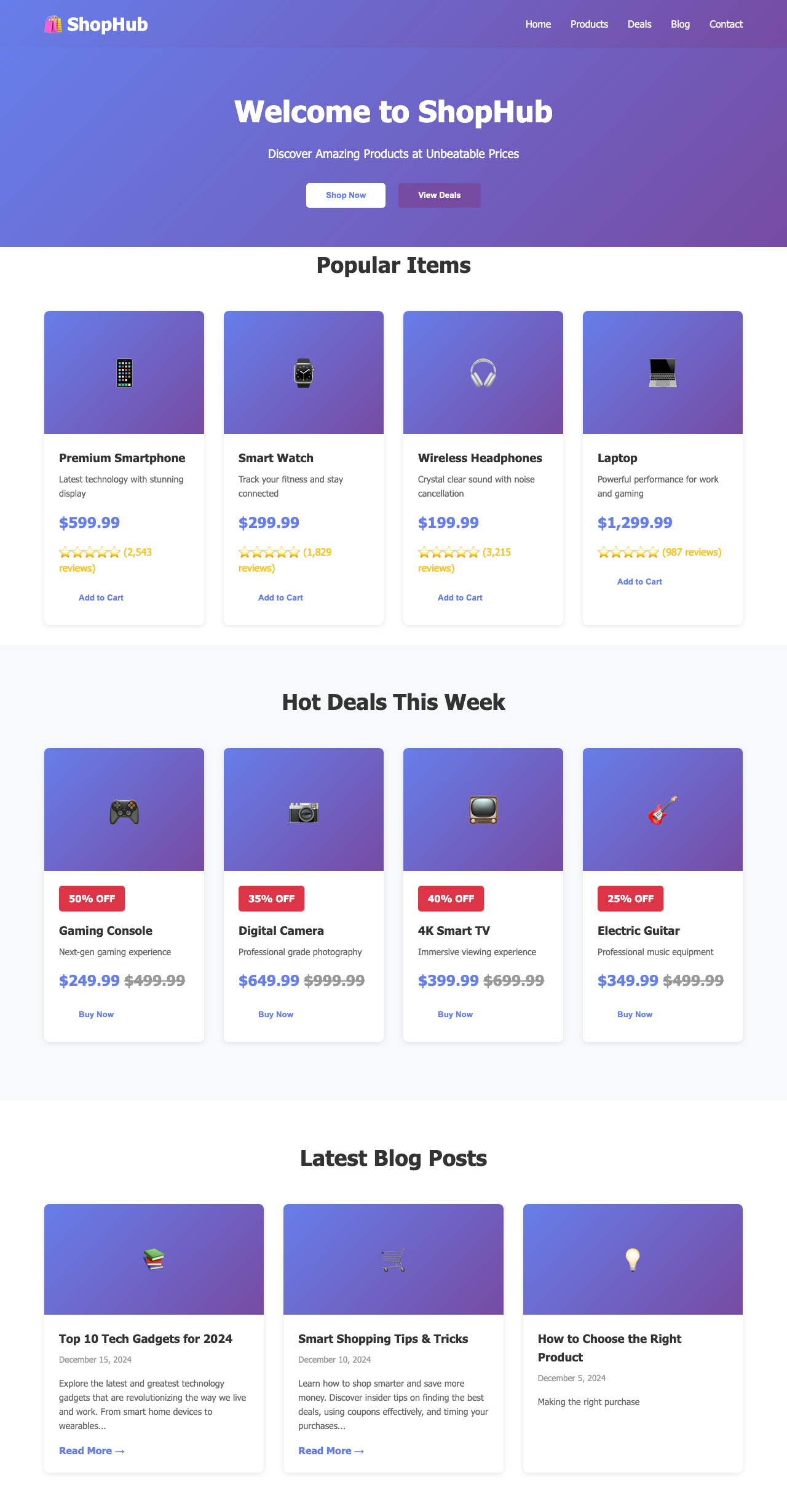 Screenshot sample 0 for shopping-home-page / Claude Haiku 4.5