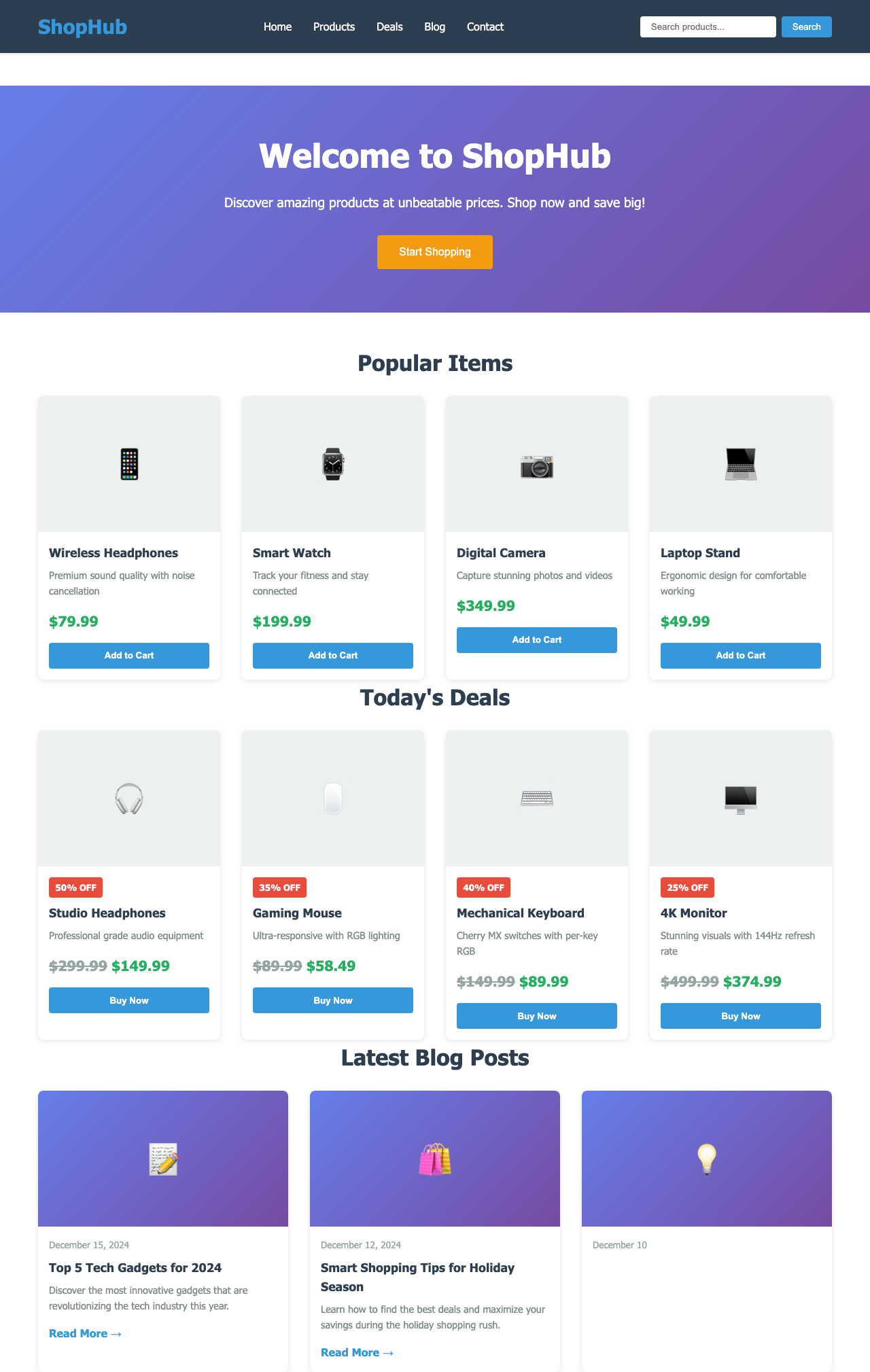 Screenshot sample 1 for shopping-home-page / Claude Haiku 4.5