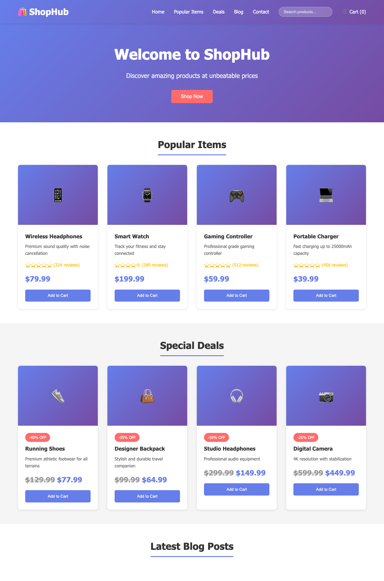 Screenshot sample 10 for shopping-home-page / Claude Haiku 4.5