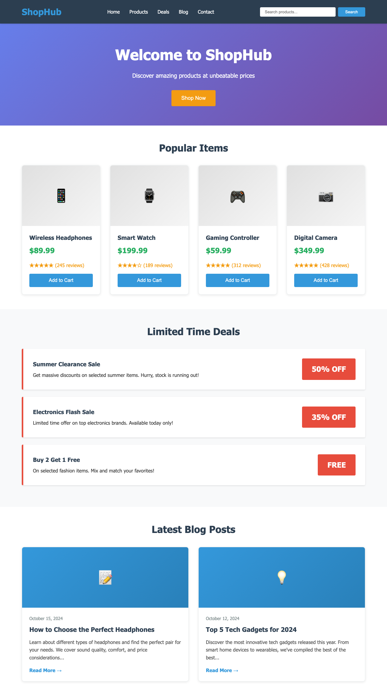 Screenshot sample 11 for shopping-home-page / Claude Haiku 4.5
