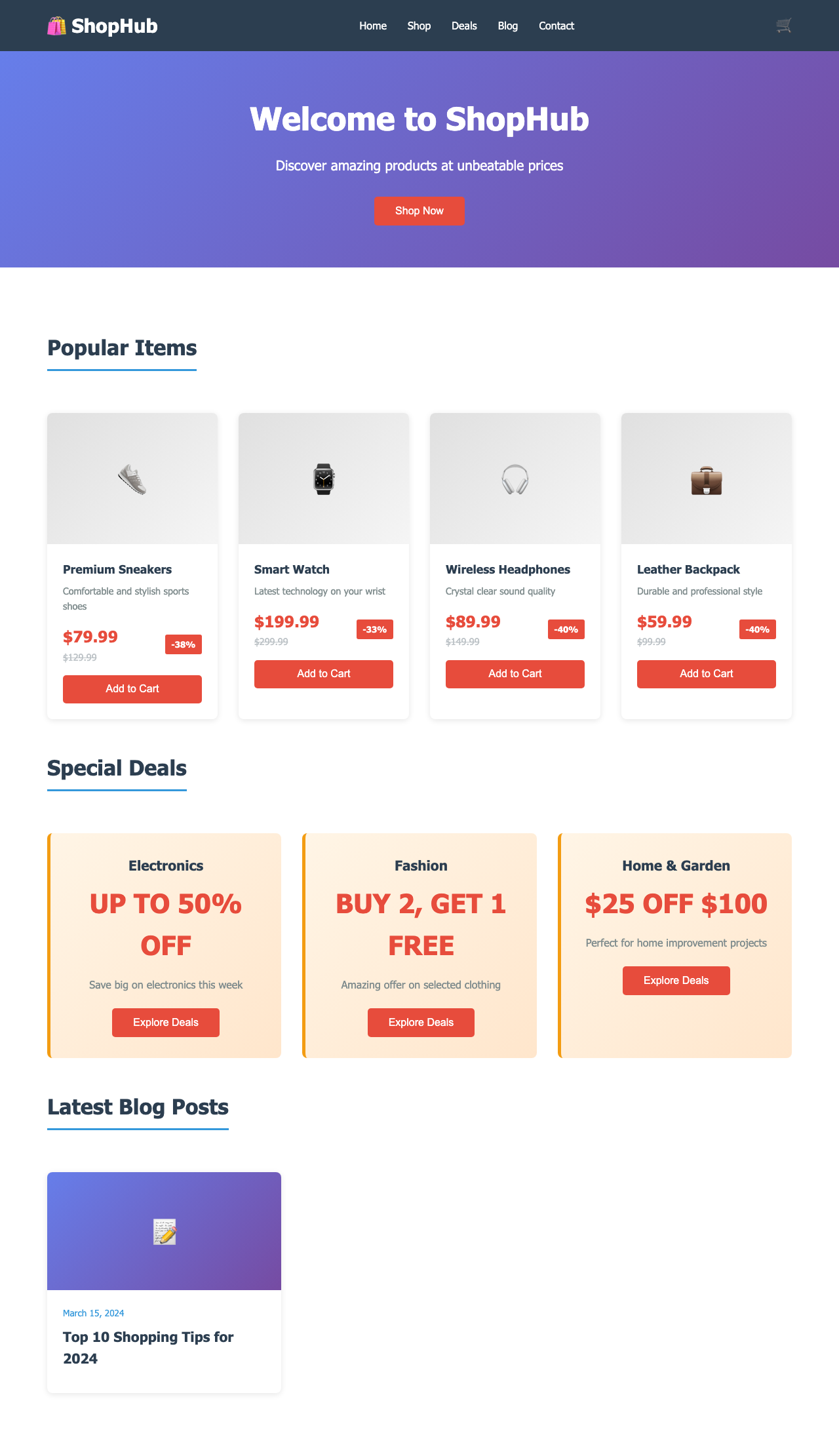Screenshot sample 12 for shopping-home-page / Claude Haiku 4.5