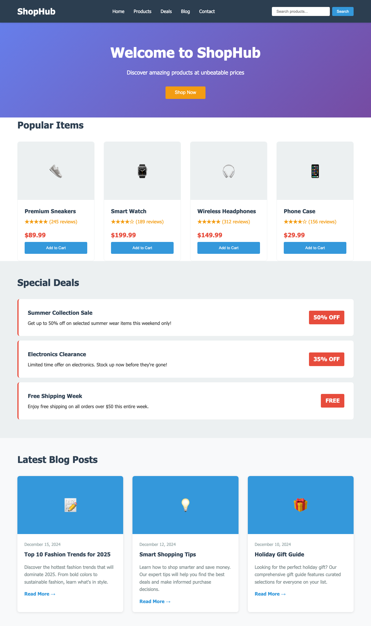 Screenshot sample 13 for shopping-home-page / Claude Haiku 4.5