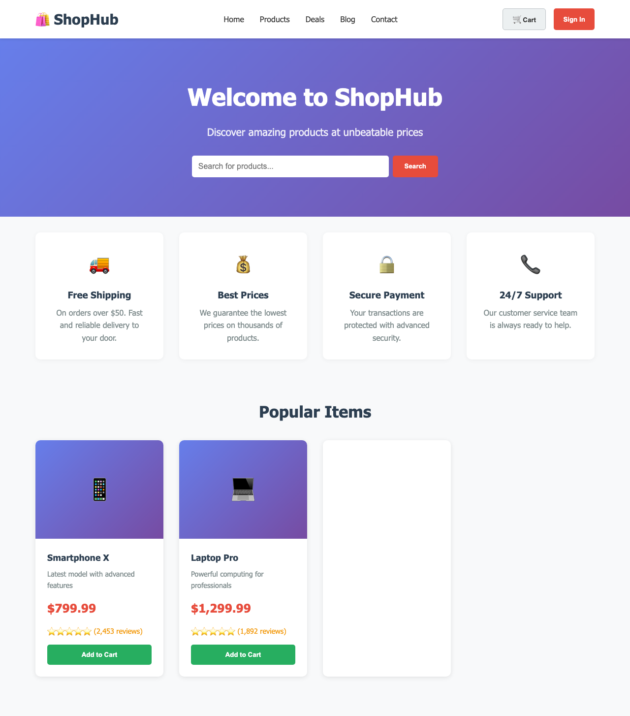 Screenshot sample 15 for shopping-home-page / Claude Haiku 4.5