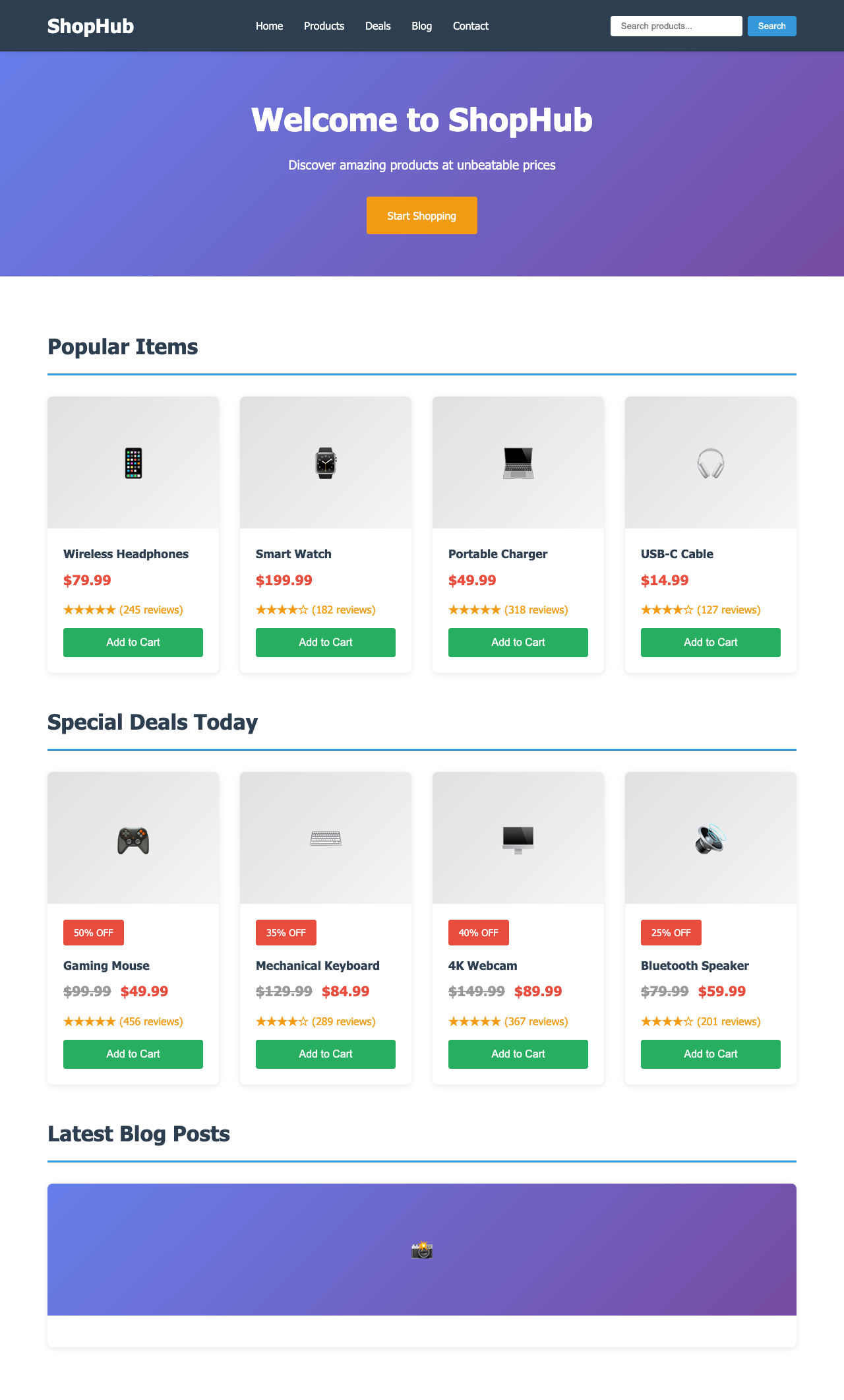 Screenshot sample 17 for shopping-home-page / Claude Haiku 4.5