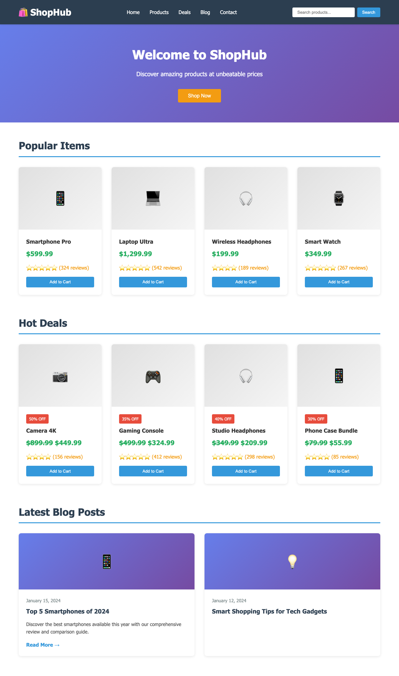 Screenshot sample 18 for shopping-home-page / Claude Haiku 4.5