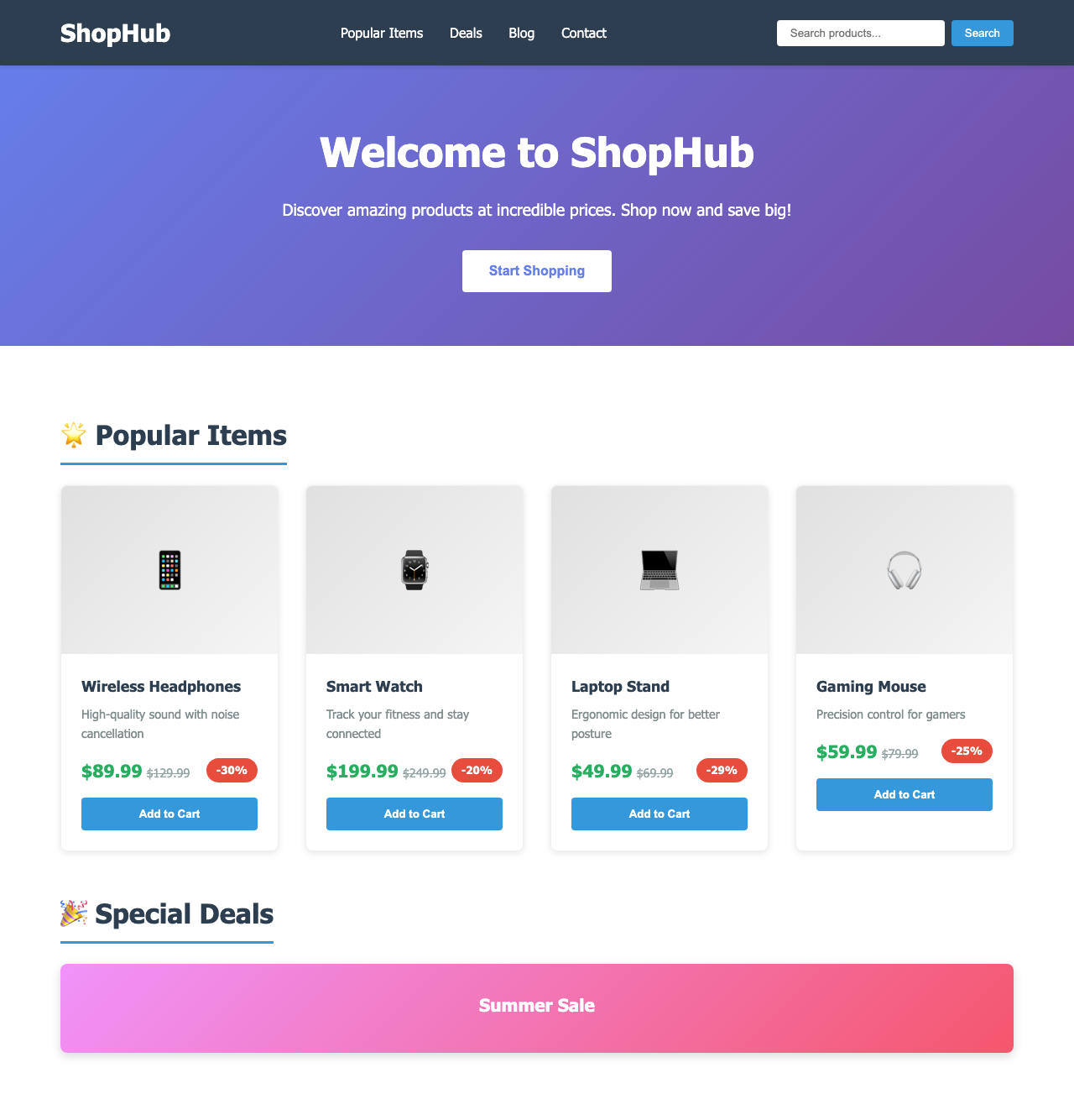 Screenshot sample 19 for shopping-home-page / Claude Haiku 4.5