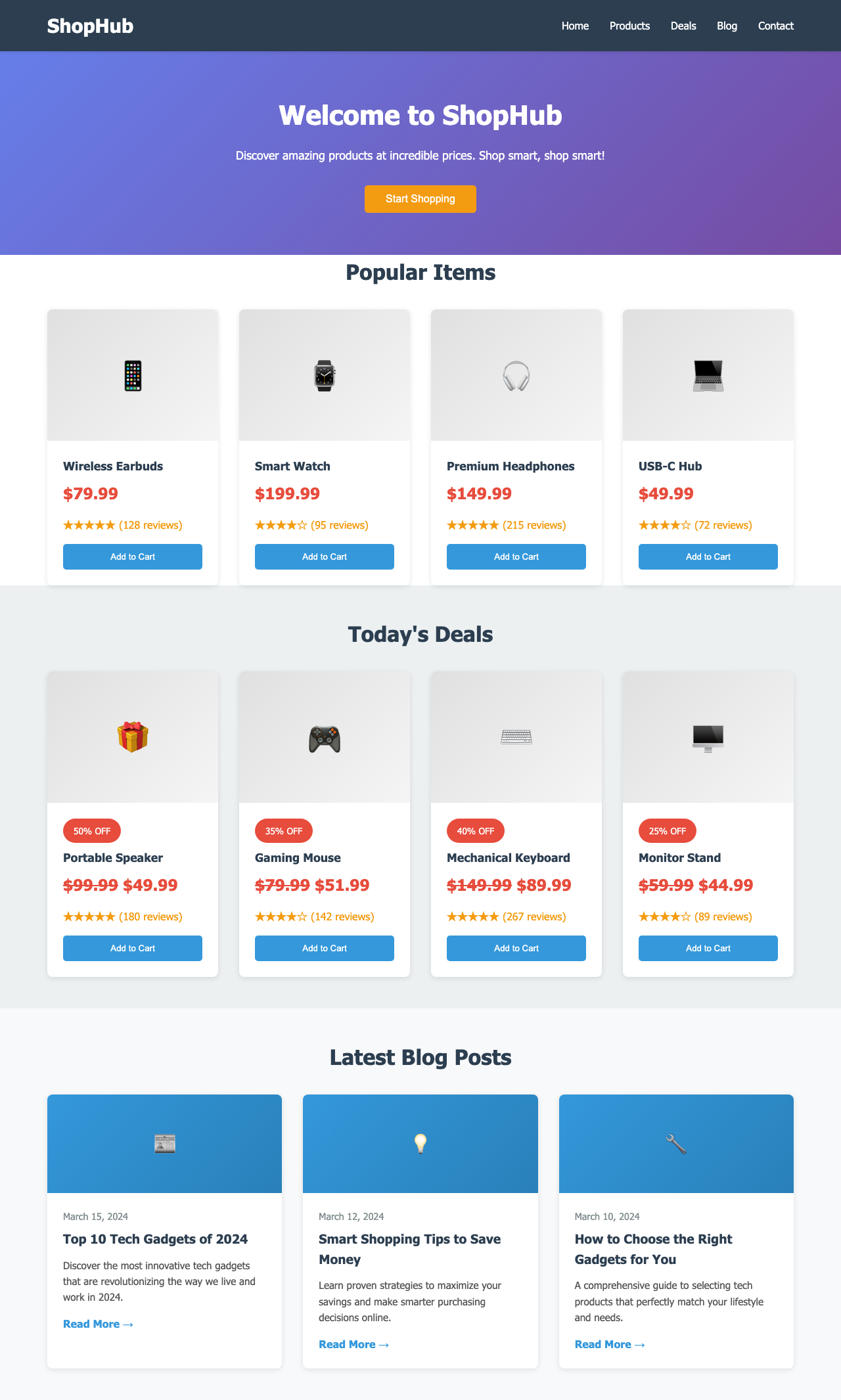 Screenshot sample 2 for shopping-home-page / Claude Haiku 4.5