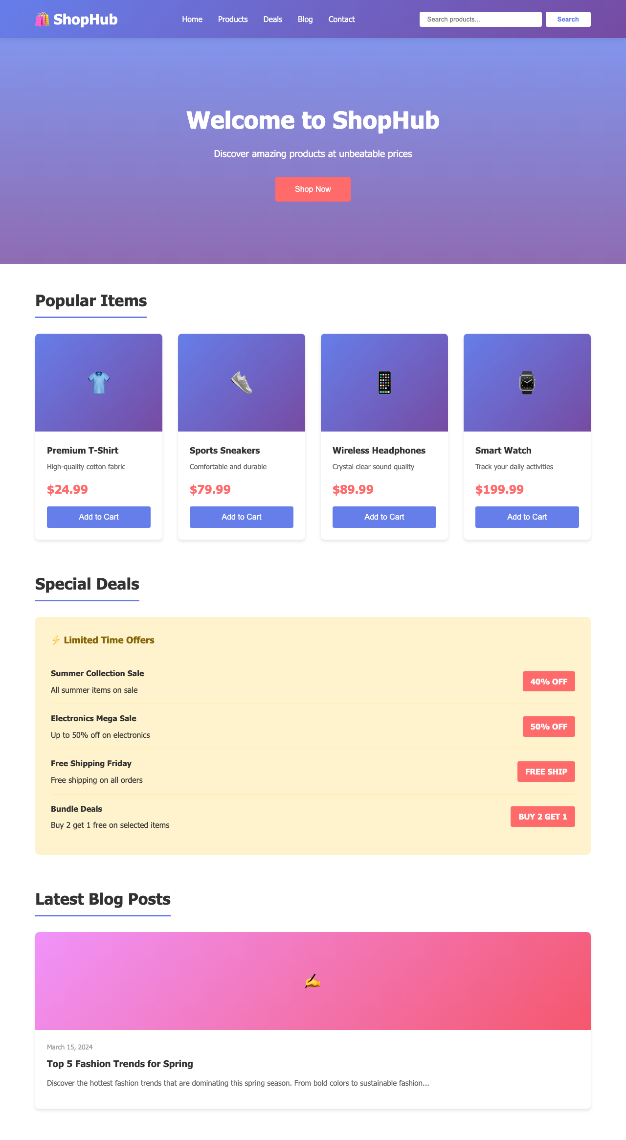 Screenshot sample 21 for shopping-home-page / Claude Haiku 4.5