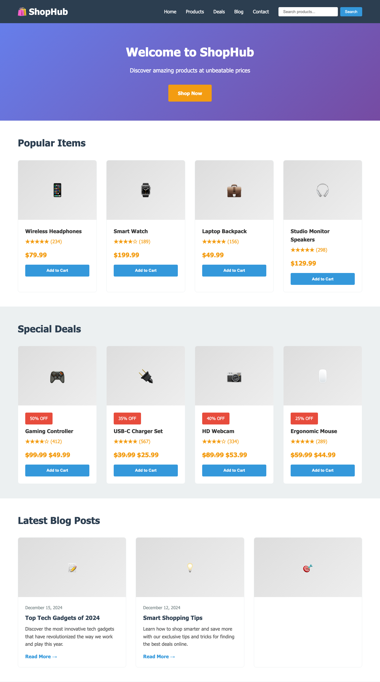 Screenshot sample 22 for shopping-home-page / Claude Haiku 4.5