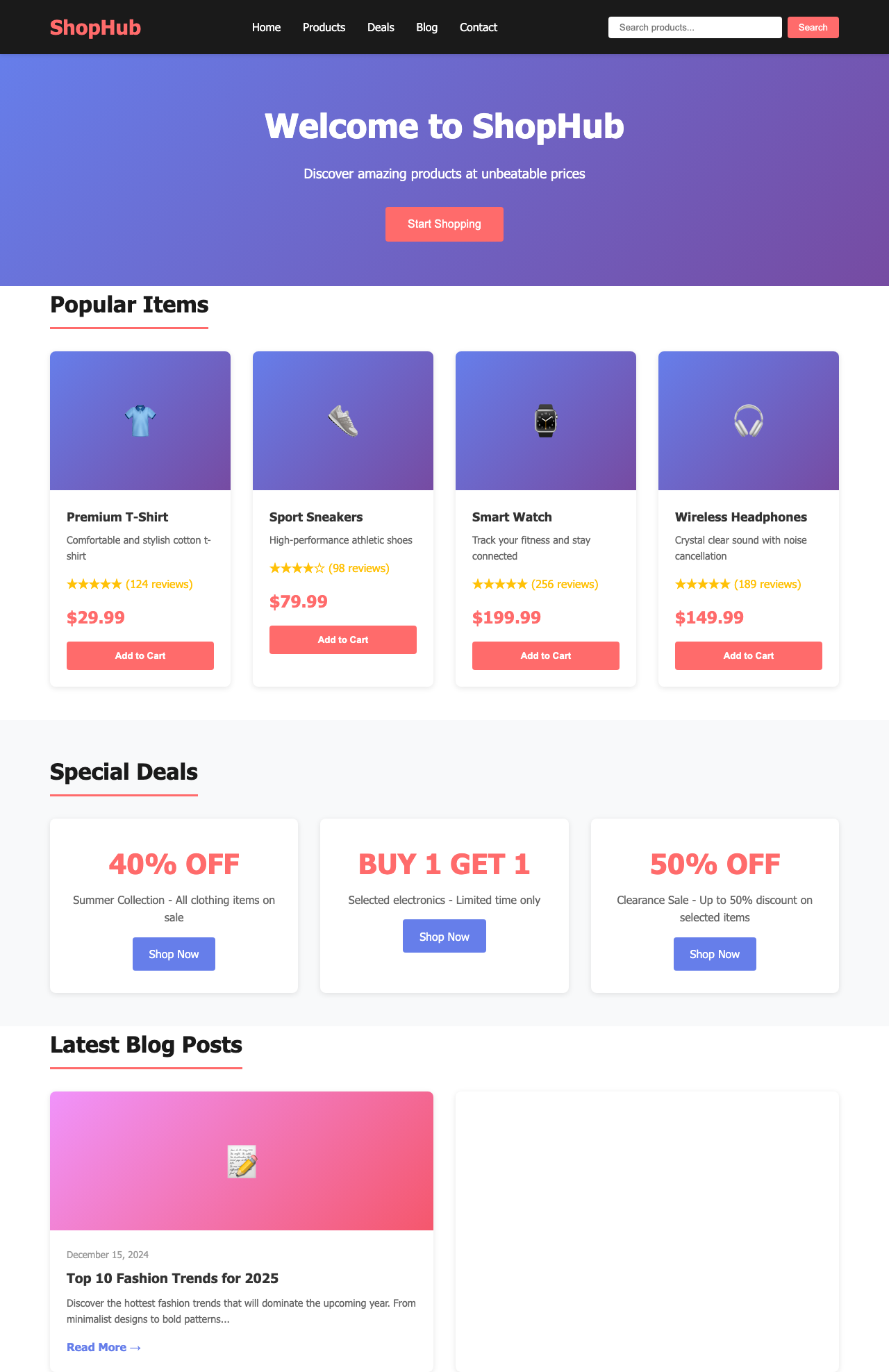 Screenshot sample 23 for shopping-home-page / Claude Haiku 4.5