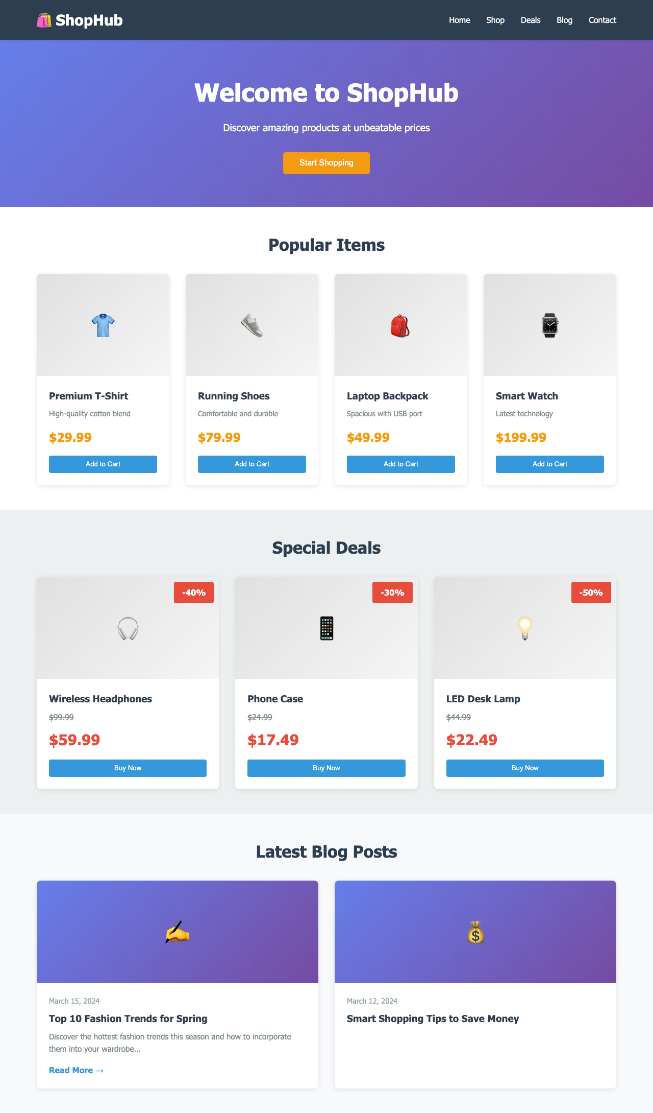 Screenshot sample 25 for shopping-home-page / Claude Haiku 4.5