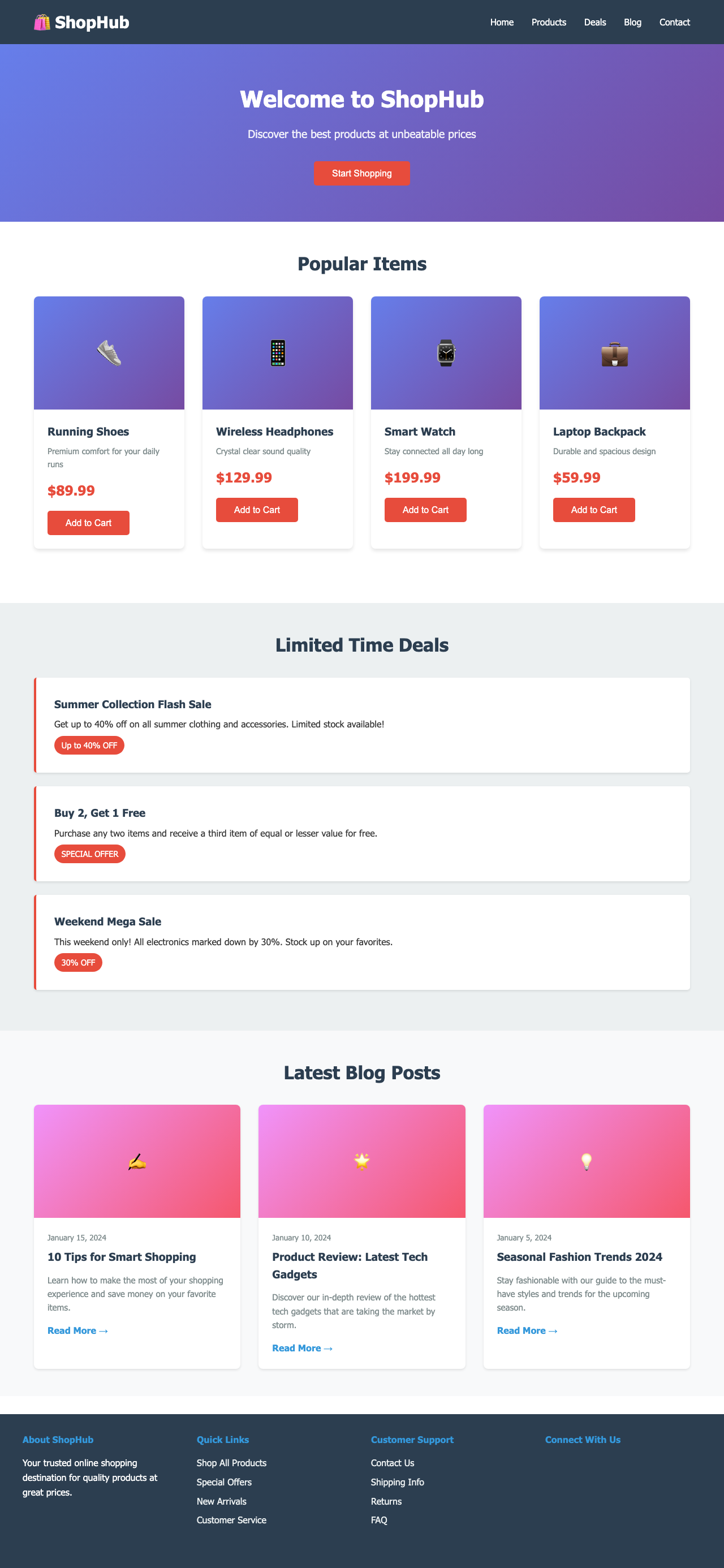 Screenshot sample 27 for shopping-home-page / Claude Haiku 4.5