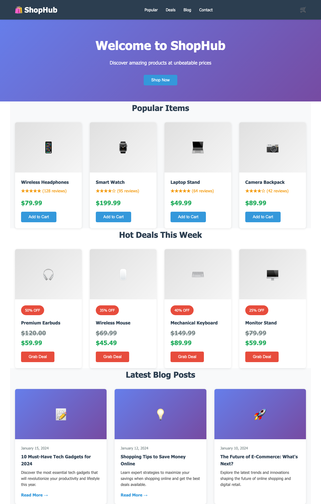 Screenshot sample 28 for shopping-home-page / Claude Haiku 4.5