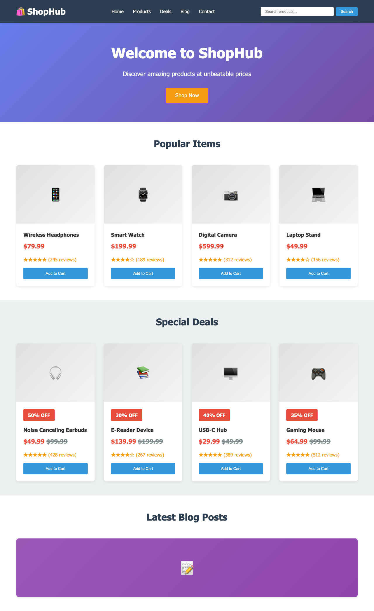 Screenshot sample 29 for shopping-home-page / Claude Haiku 4.5