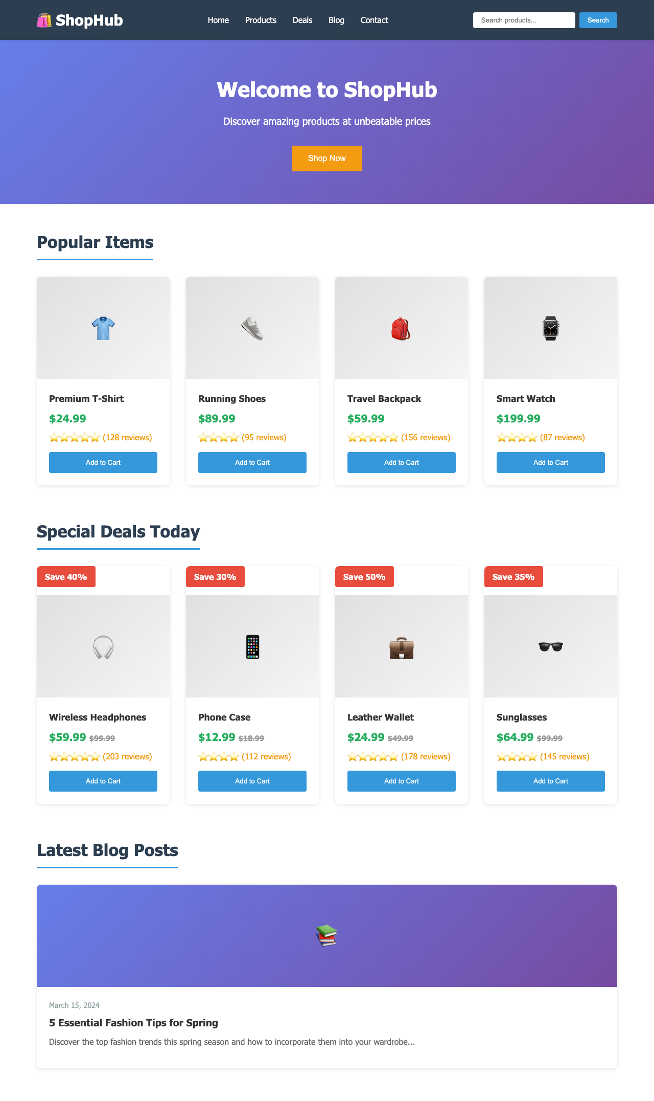 Screenshot sample 3 for shopping-home-page / Claude Haiku 4.5