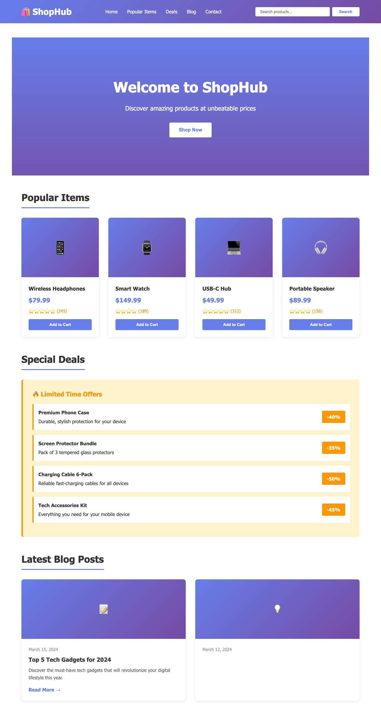 Screenshot sample 30 for shopping-home-page / Claude Haiku 4.5