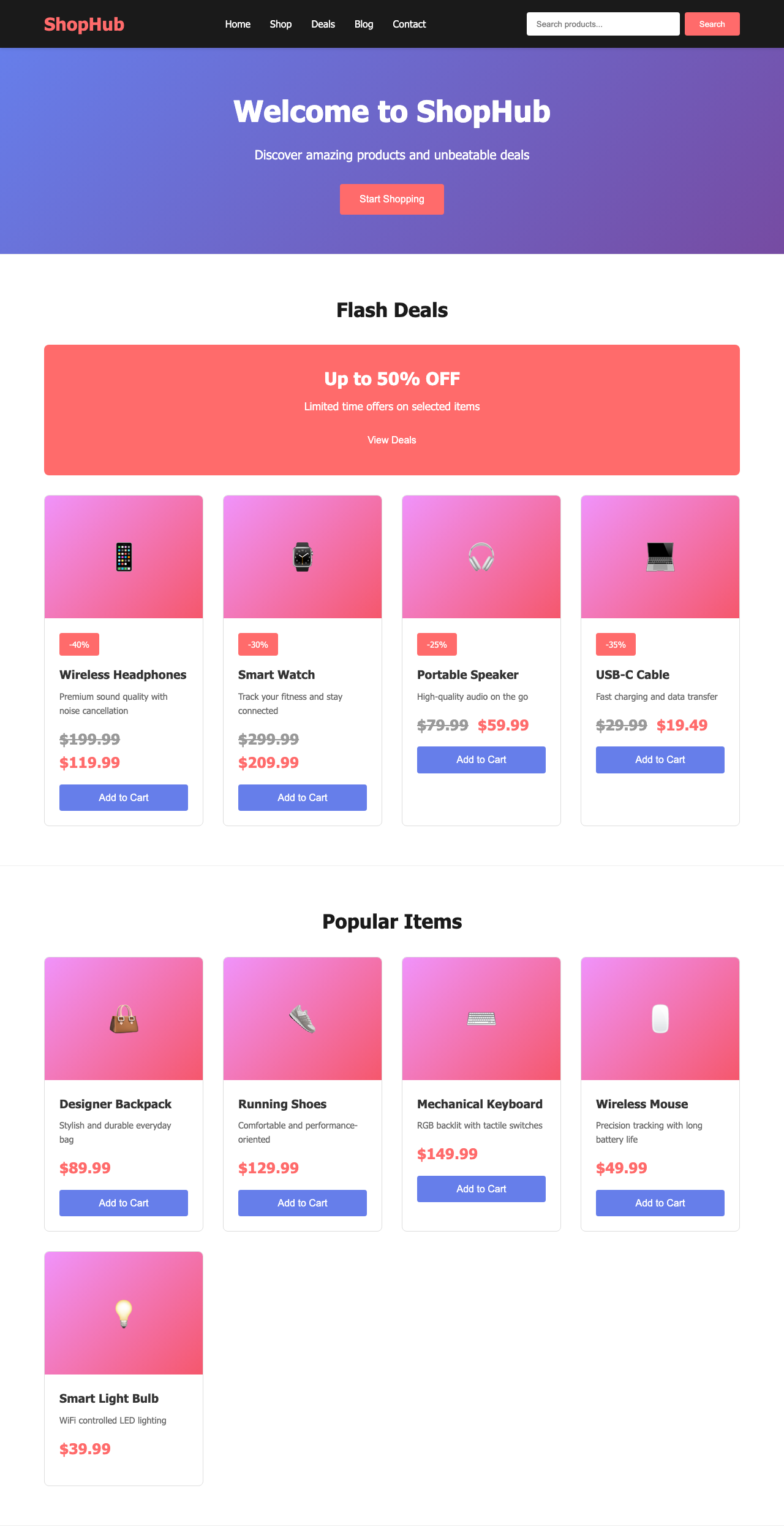 Screenshot sample 33 for shopping-home-page / Claude Haiku 4.5