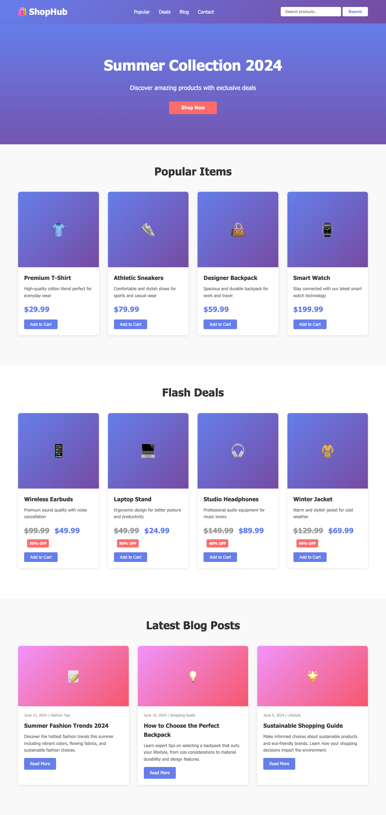 Screenshot sample 36 for shopping-home-page / Claude Haiku 4.5