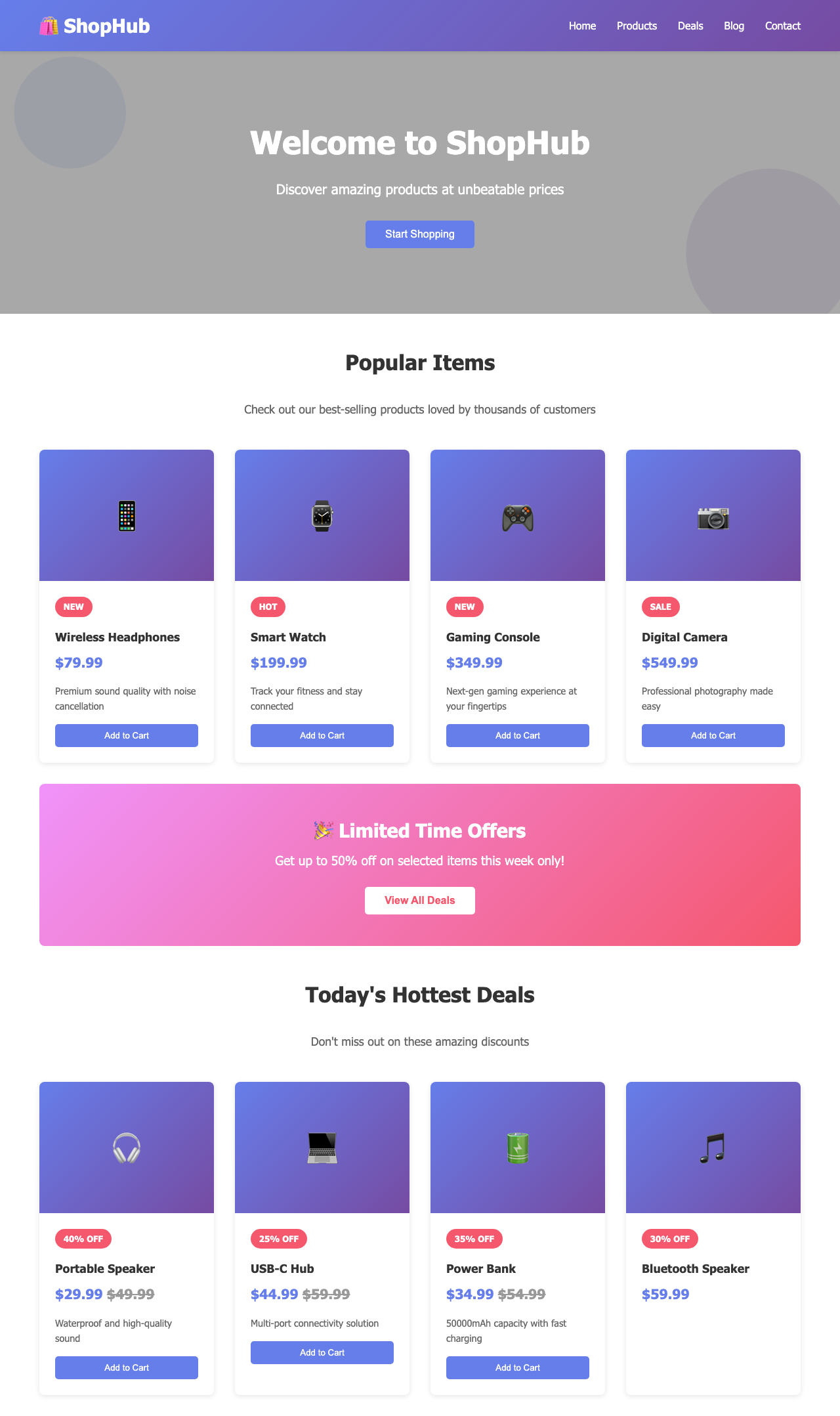 Screenshot sample 4 for shopping-home-page / Claude Haiku 4.5