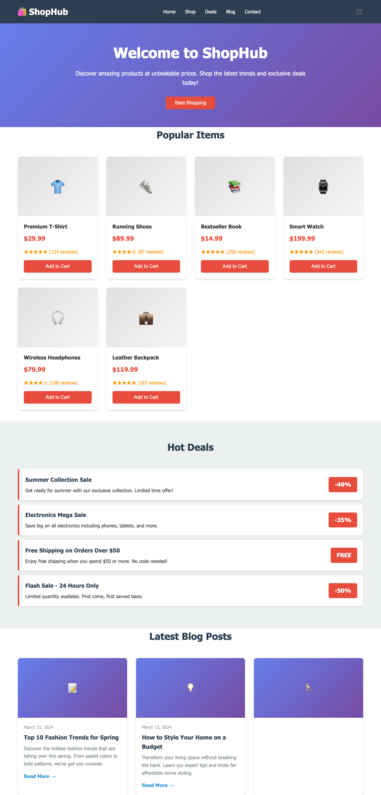 Screenshot sample 40 for shopping-home-page / Claude Haiku 4.5