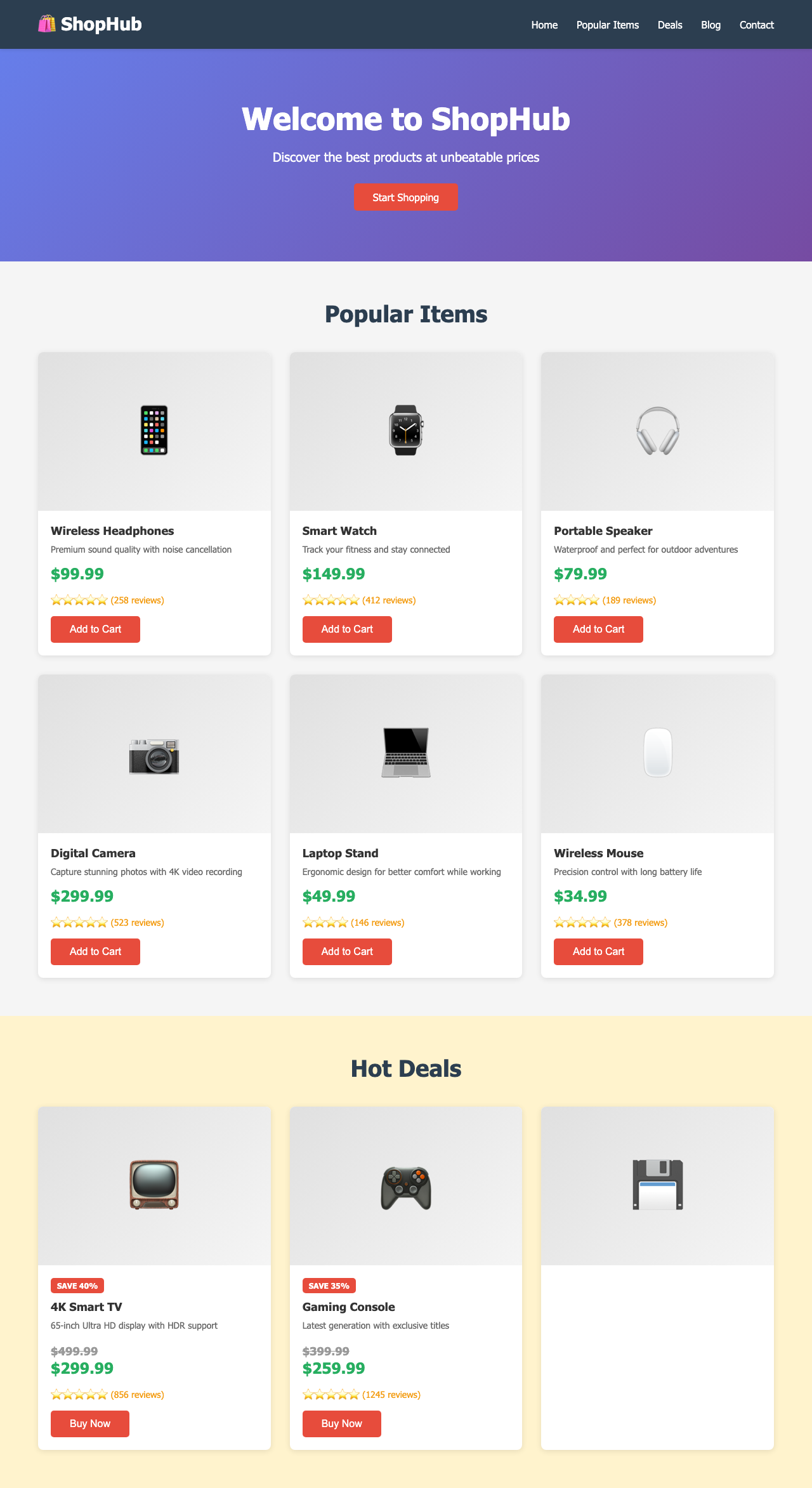 Screenshot sample 44 for shopping-home-page / Claude Haiku 4.5