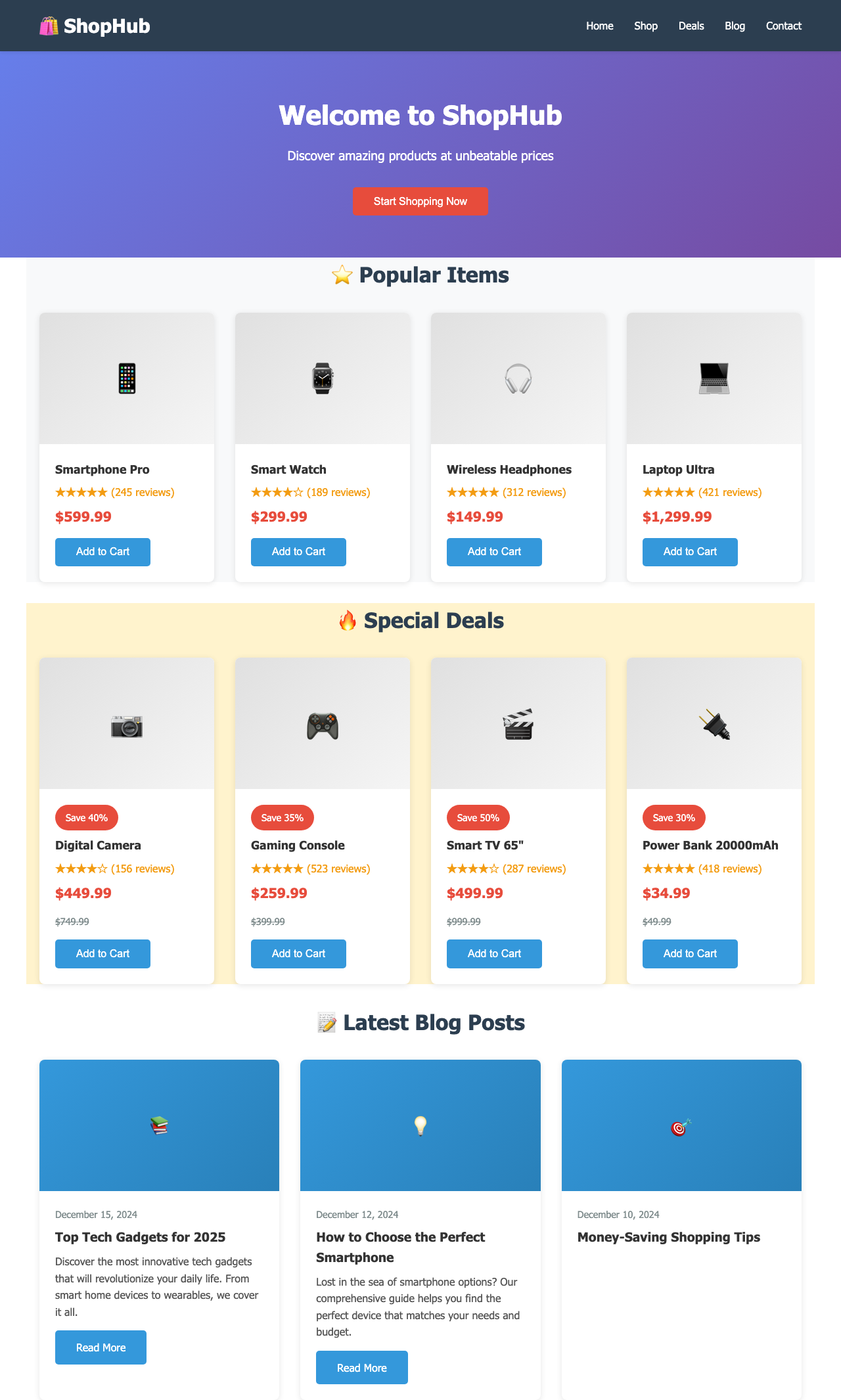Screenshot sample 45 for shopping-home-page / Claude Haiku 4.5