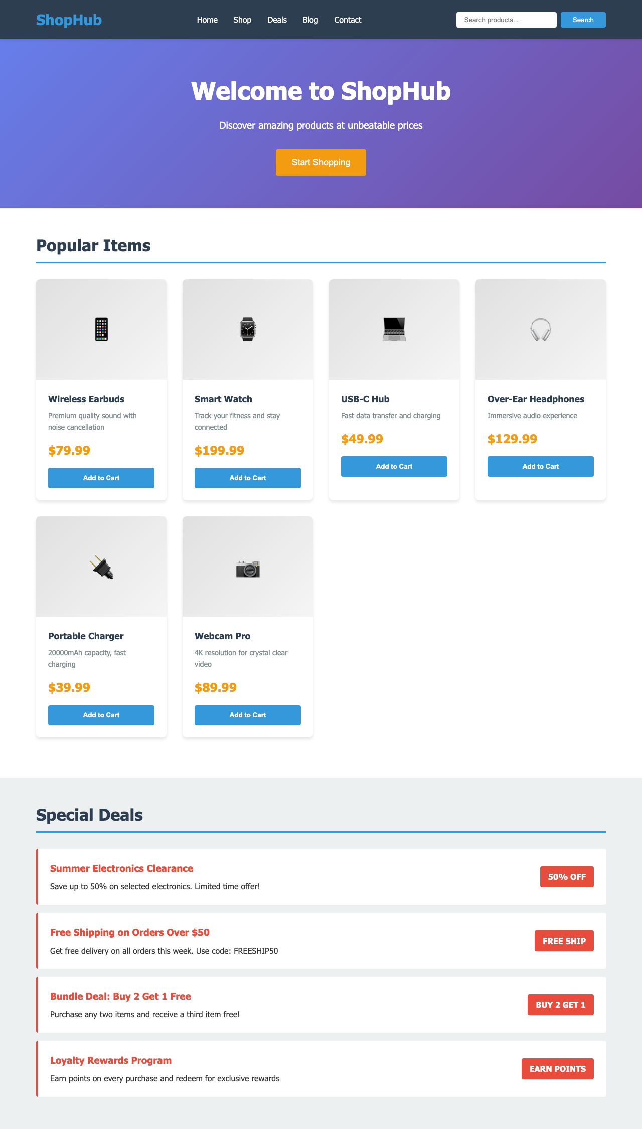 Screenshot sample 46 for shopping-home-page / Claude Haiku 4.5