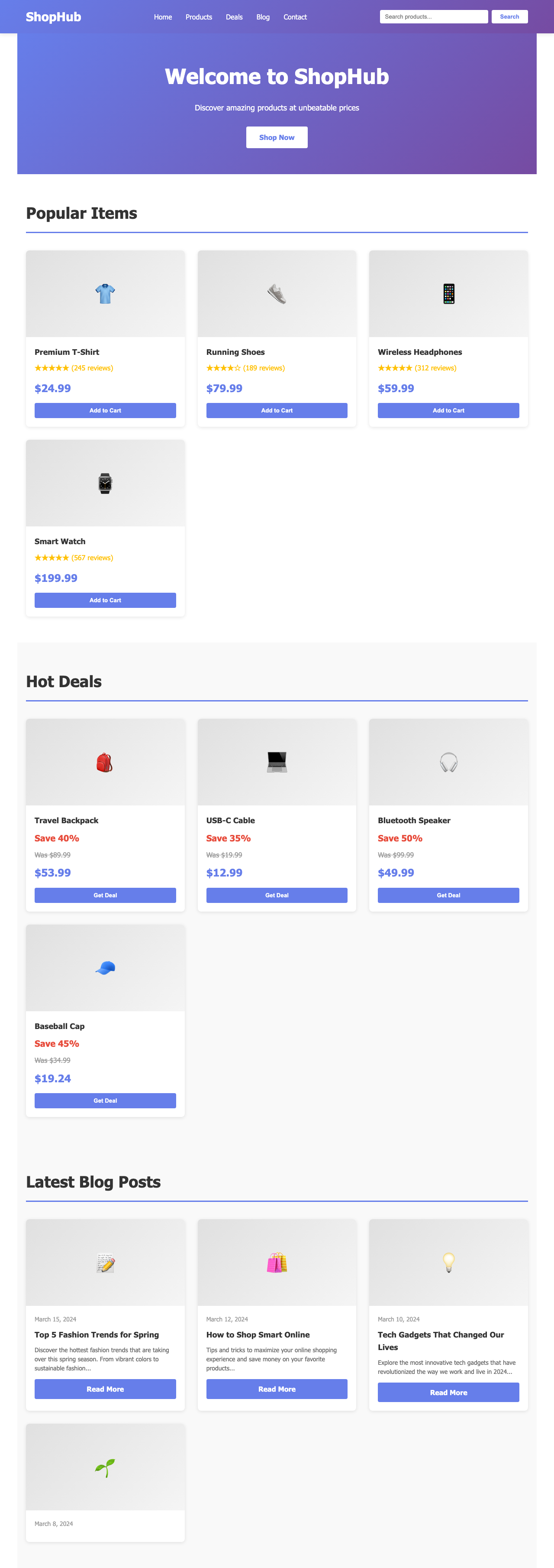 Screenshot sample 47 for shopping-home-page / Claude Haiku 4.5