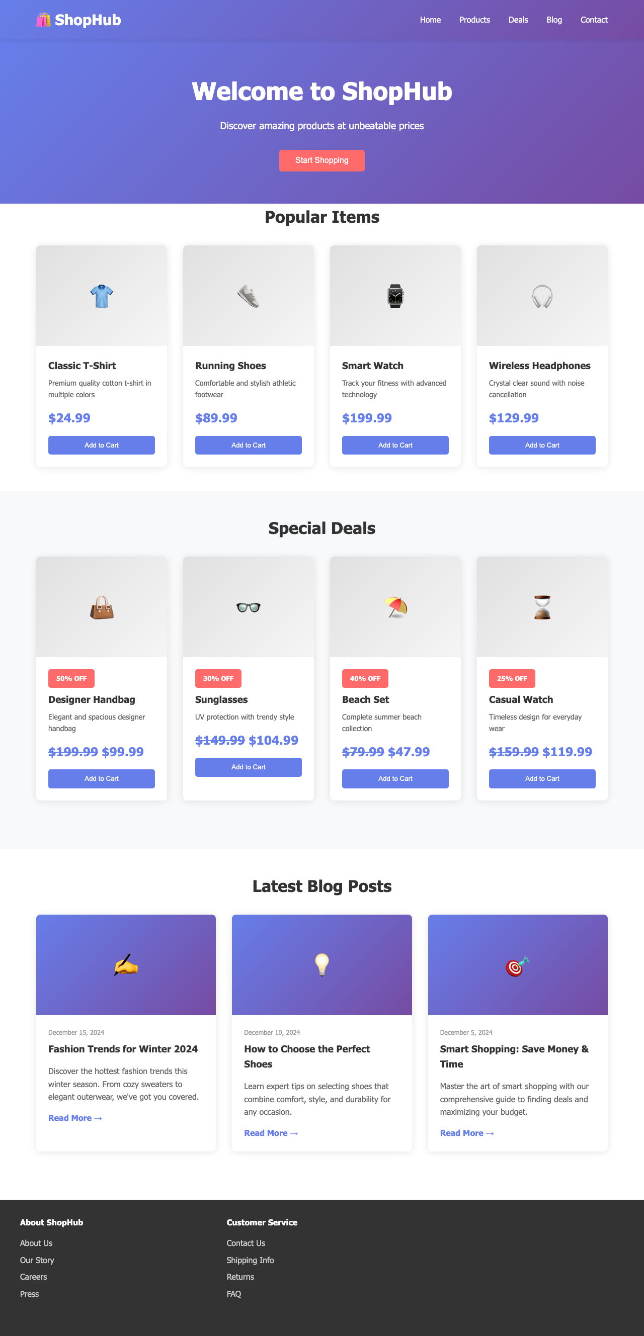 Screenshot sample 5 for shopping-home-page / Claude Haiku 4.5
