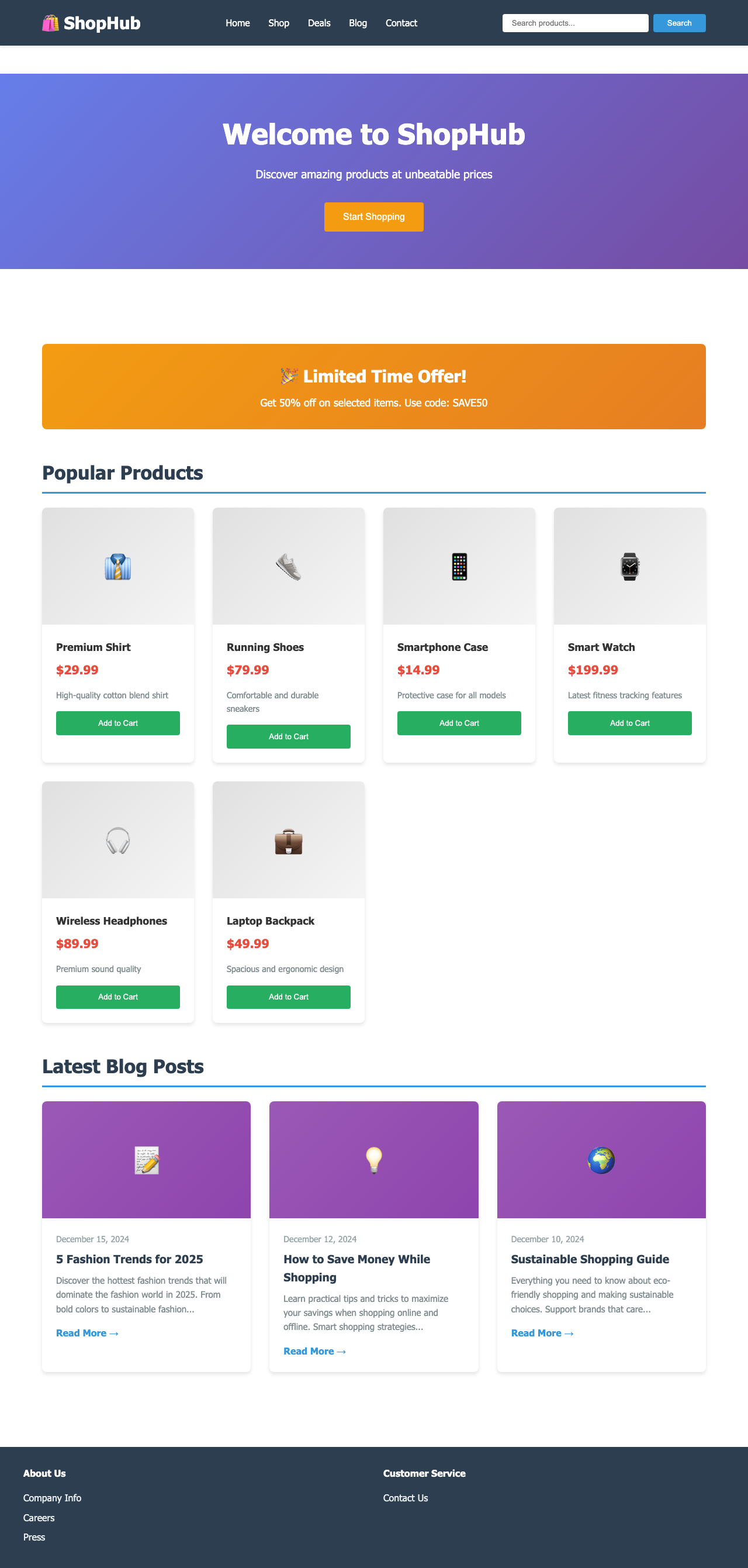 Screenshot sample 56 for shopping-home-page / Claude Haiku 4.5