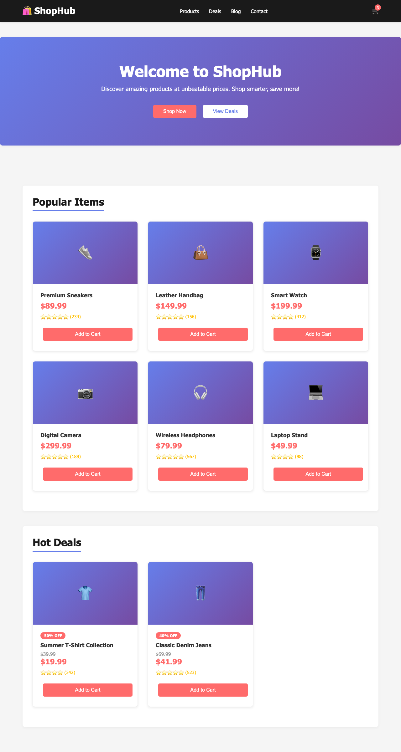 Screenshot sample 6 for shopping-home-page / Claude Haiku 4.5