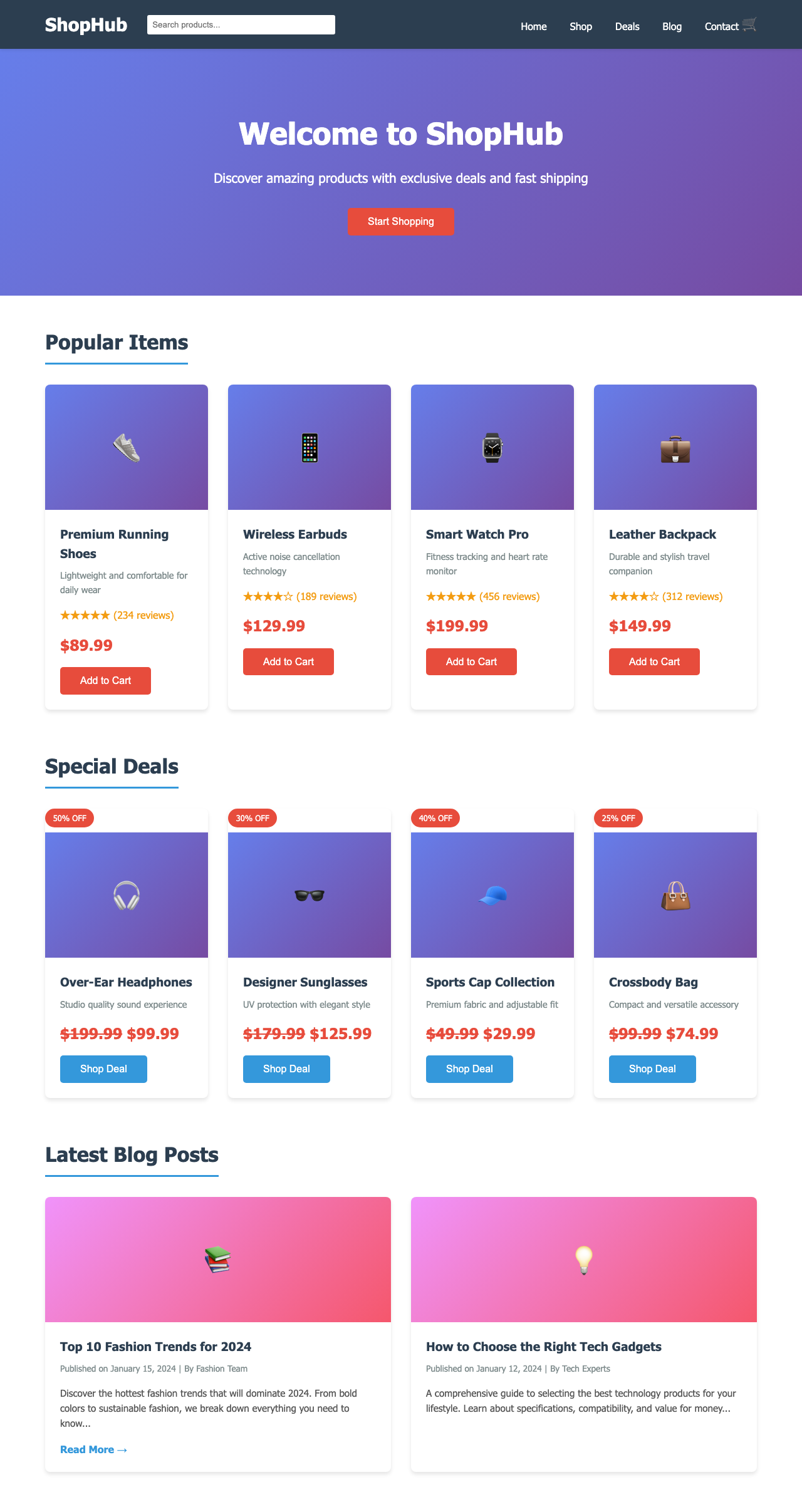 Screenshot sample 63 for shopping-home-page / Claude Haiku 4.5