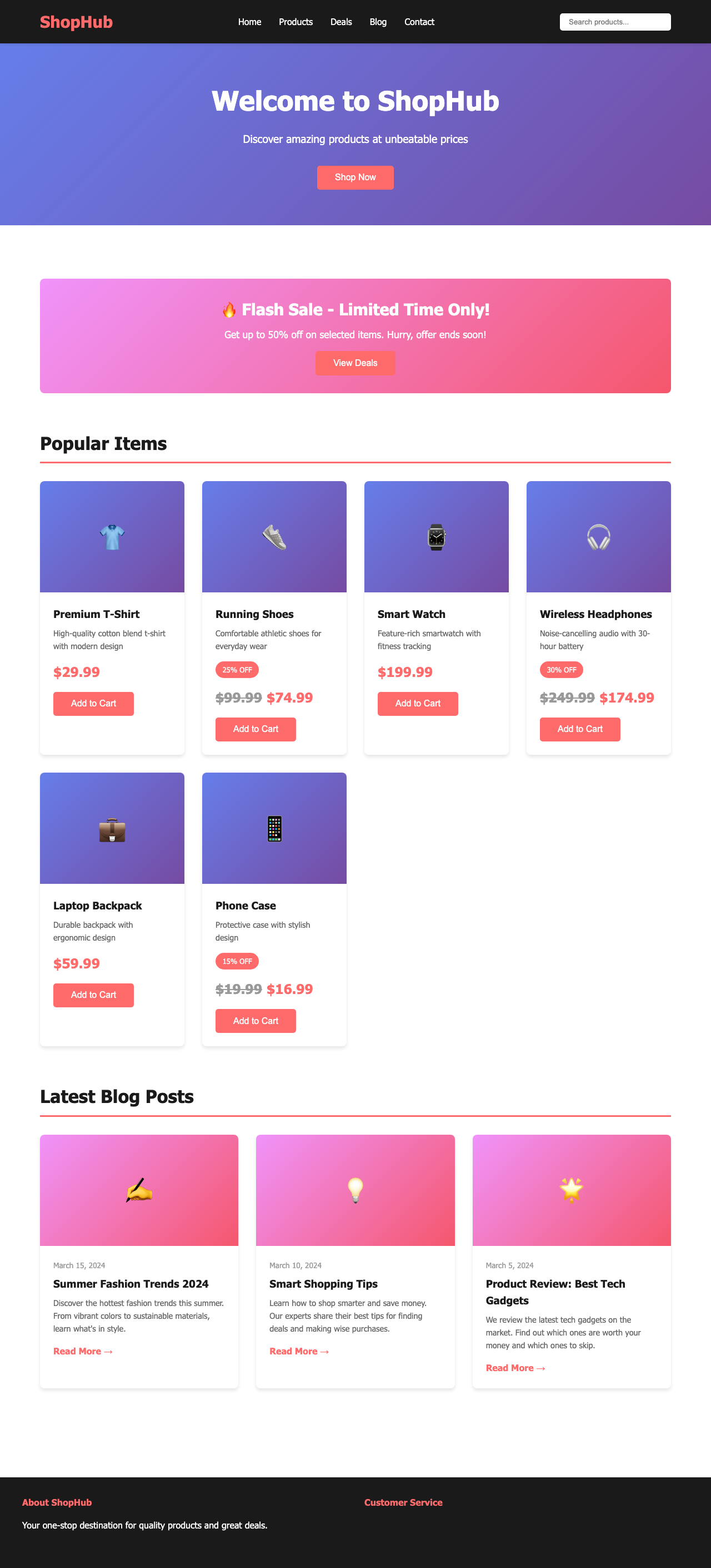 Screenshot sample 7 for shopping-home-page / Claude Haiku 4.5