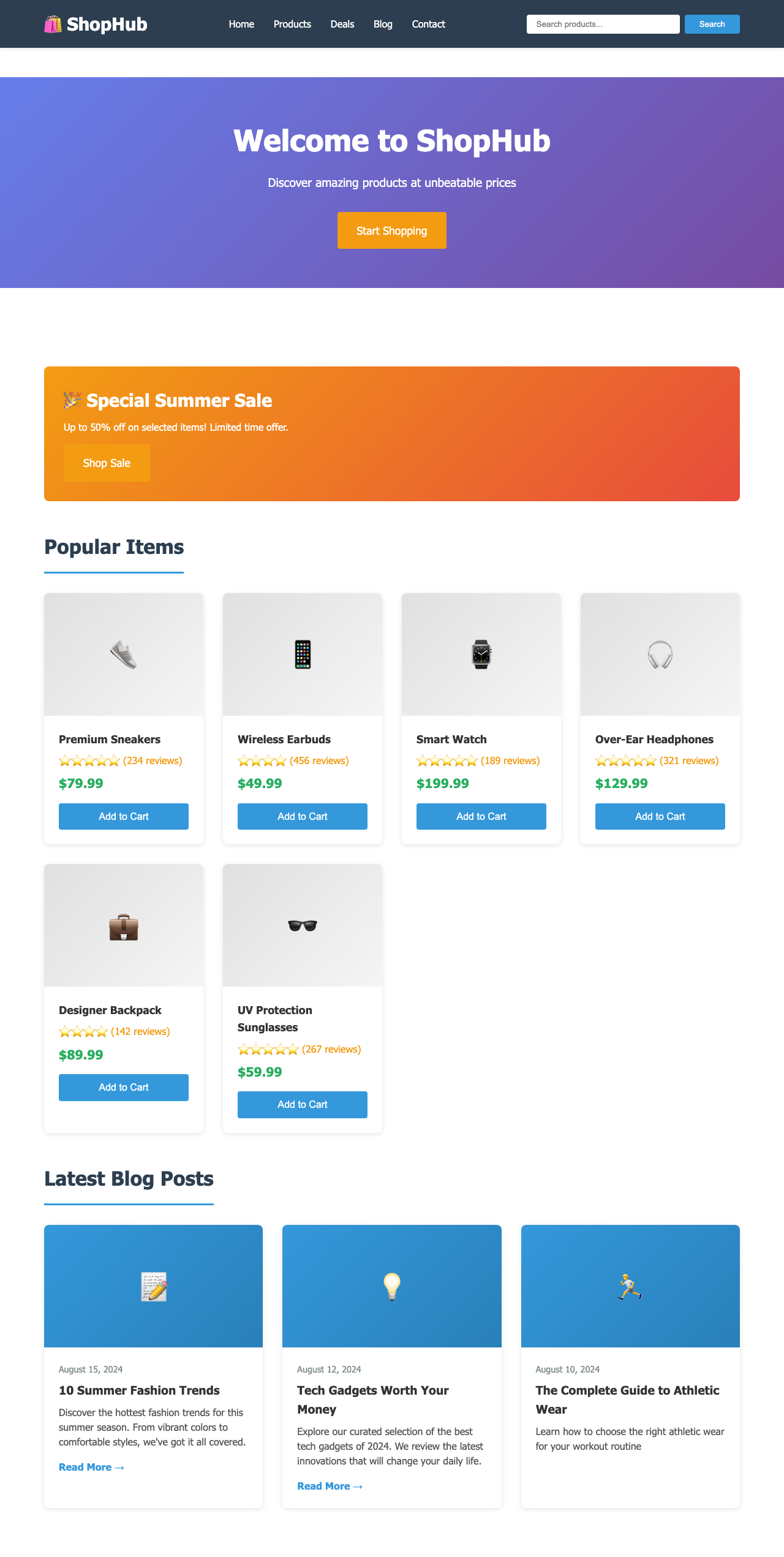Screenshot sample 72 for shopping-home-page / Claude Haiku 4.5