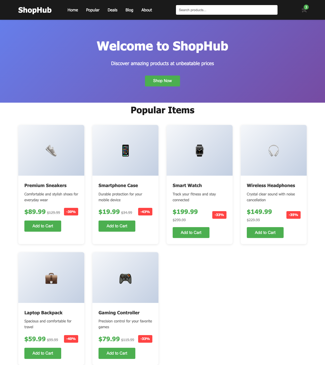 Screenshot sample 76 for shopping-home-page / Claude Haiku 4.5