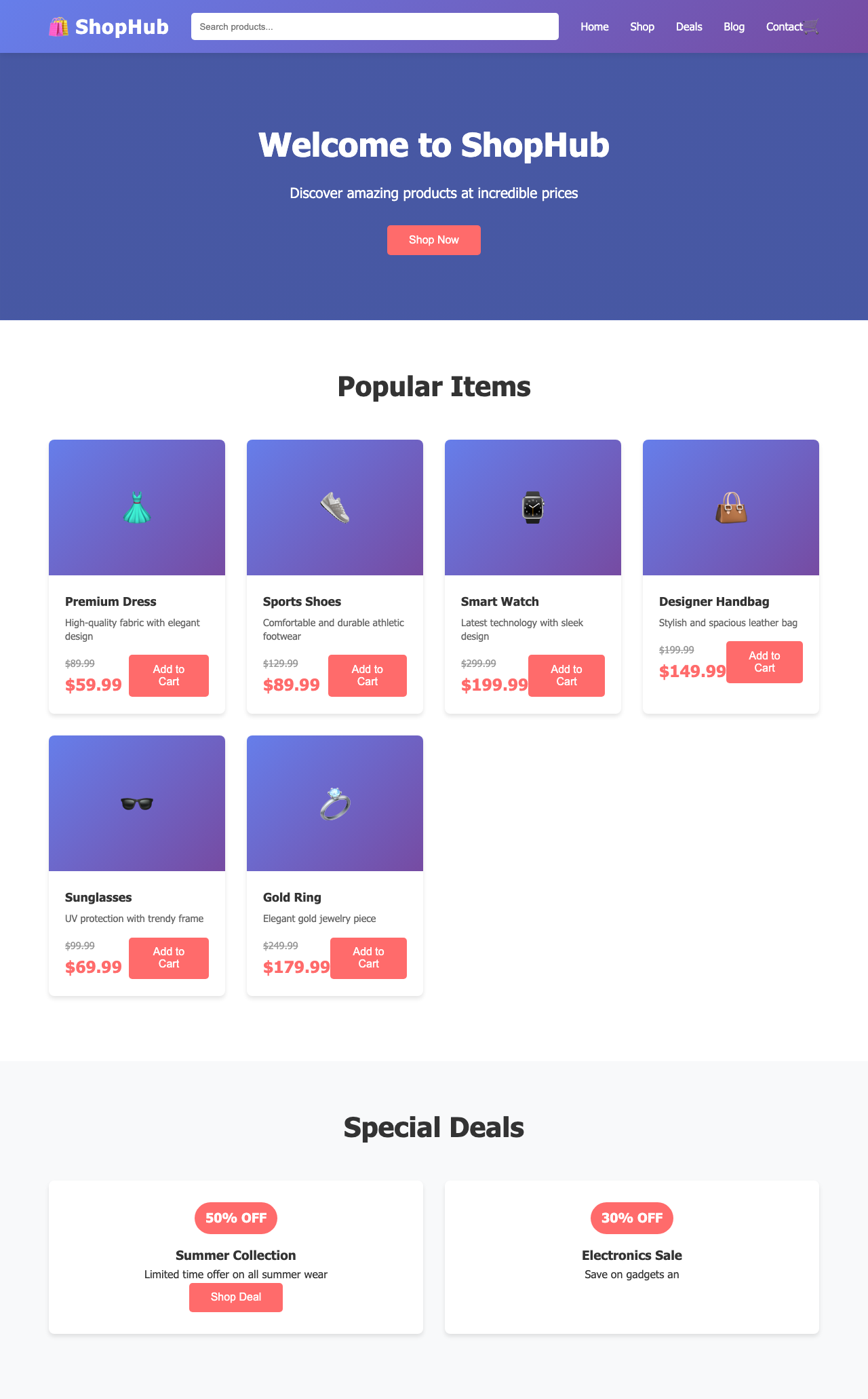 Screenshot sample 8 for shopping-home-page / Claude Haiku 4.5