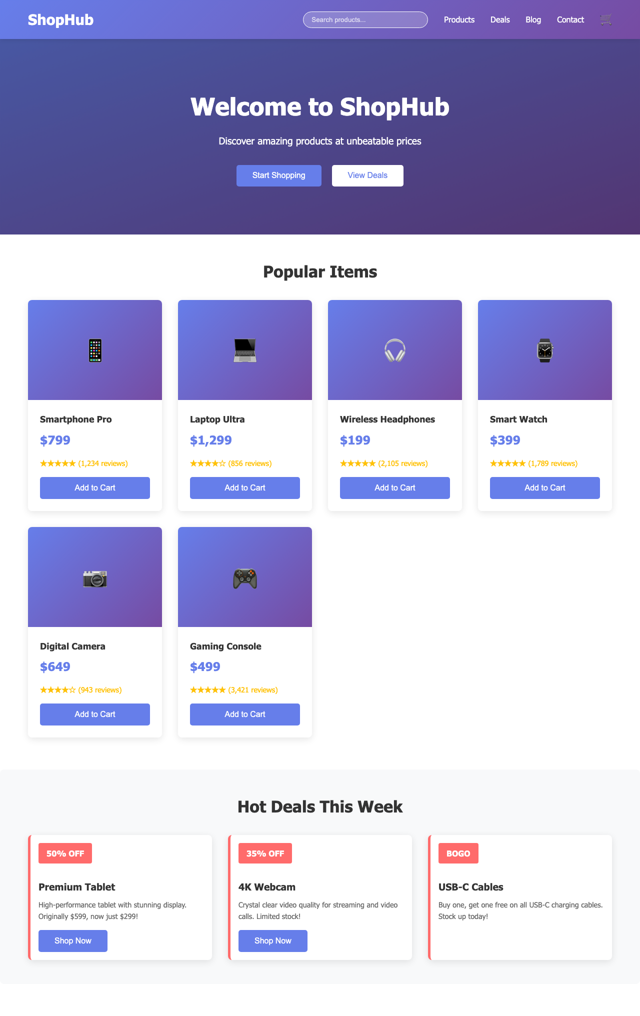 Screenshot sample 85 for shopping-home-page / Claude Haiku 4.5