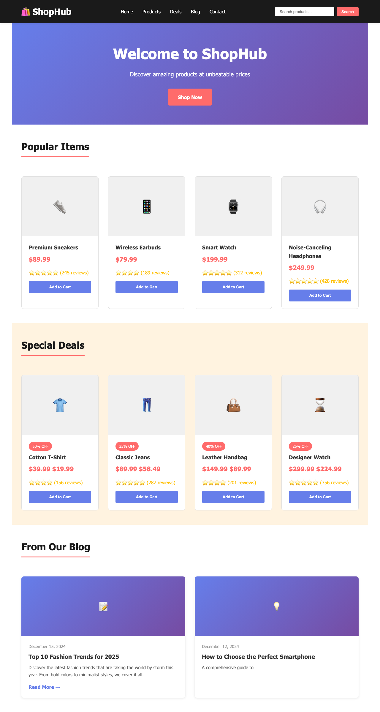 Screenshot sample 90 for shopping-home-page / Claude Haiku 4.5
