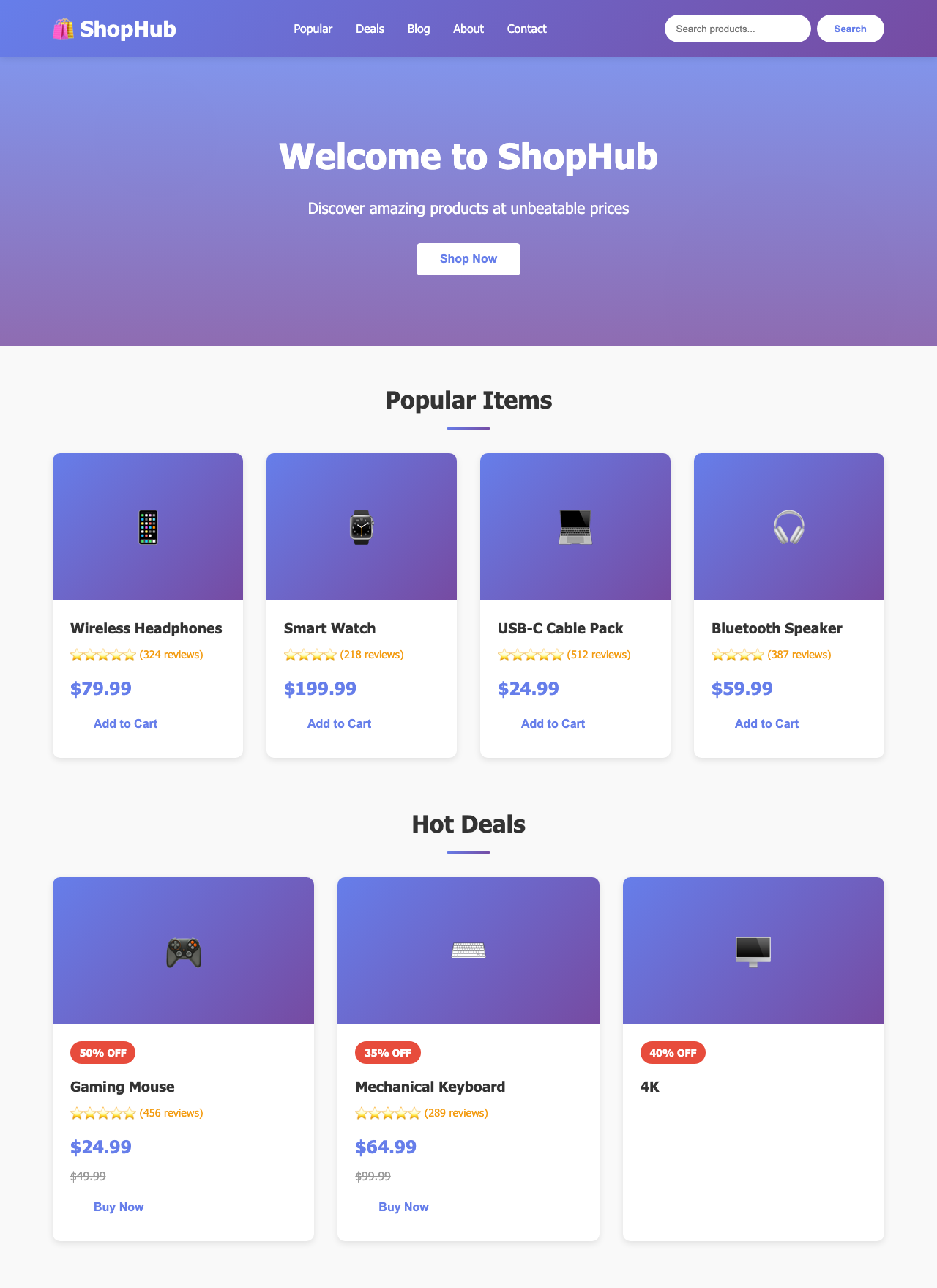 Screenshot sample 98 for shopping-home-page / Claude Haiku 4.5