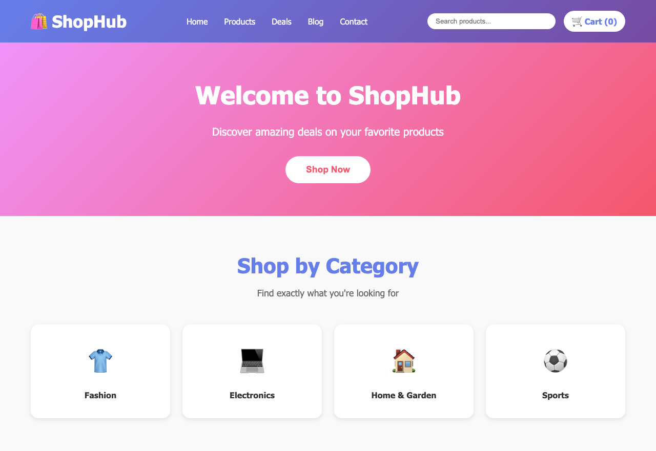 Screenshot sample 0 for shopping-home-page / Claude Sonnet 4.5
