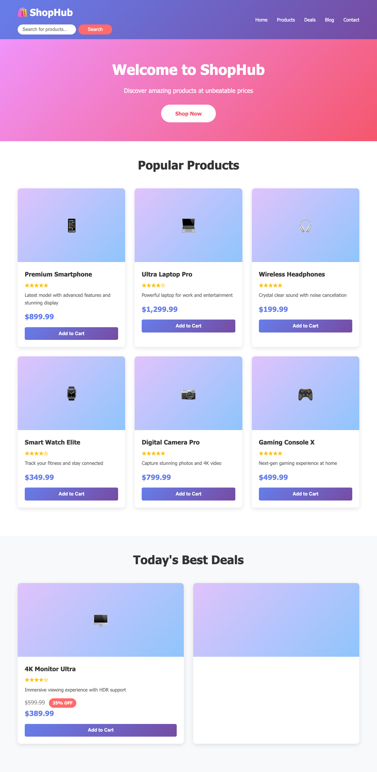 Screenshot sample 1 for shopping-home-page / Claude Sonnet 4.5