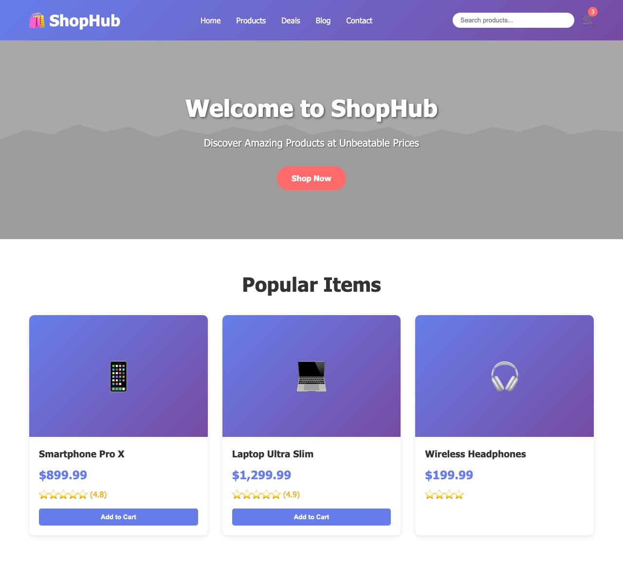 Screenshot sample 16 for shopping-home-page / Claude Sonnet 4.5