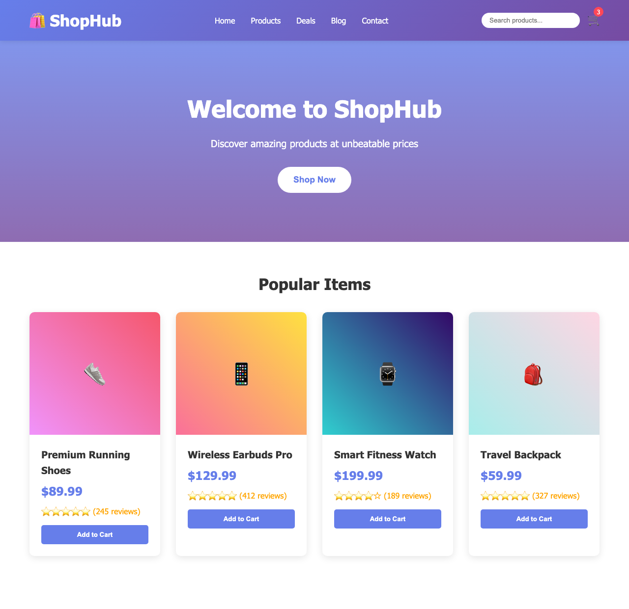 Screenshot sample 2 for shopping-home-page / Claude Sonnet 4.5