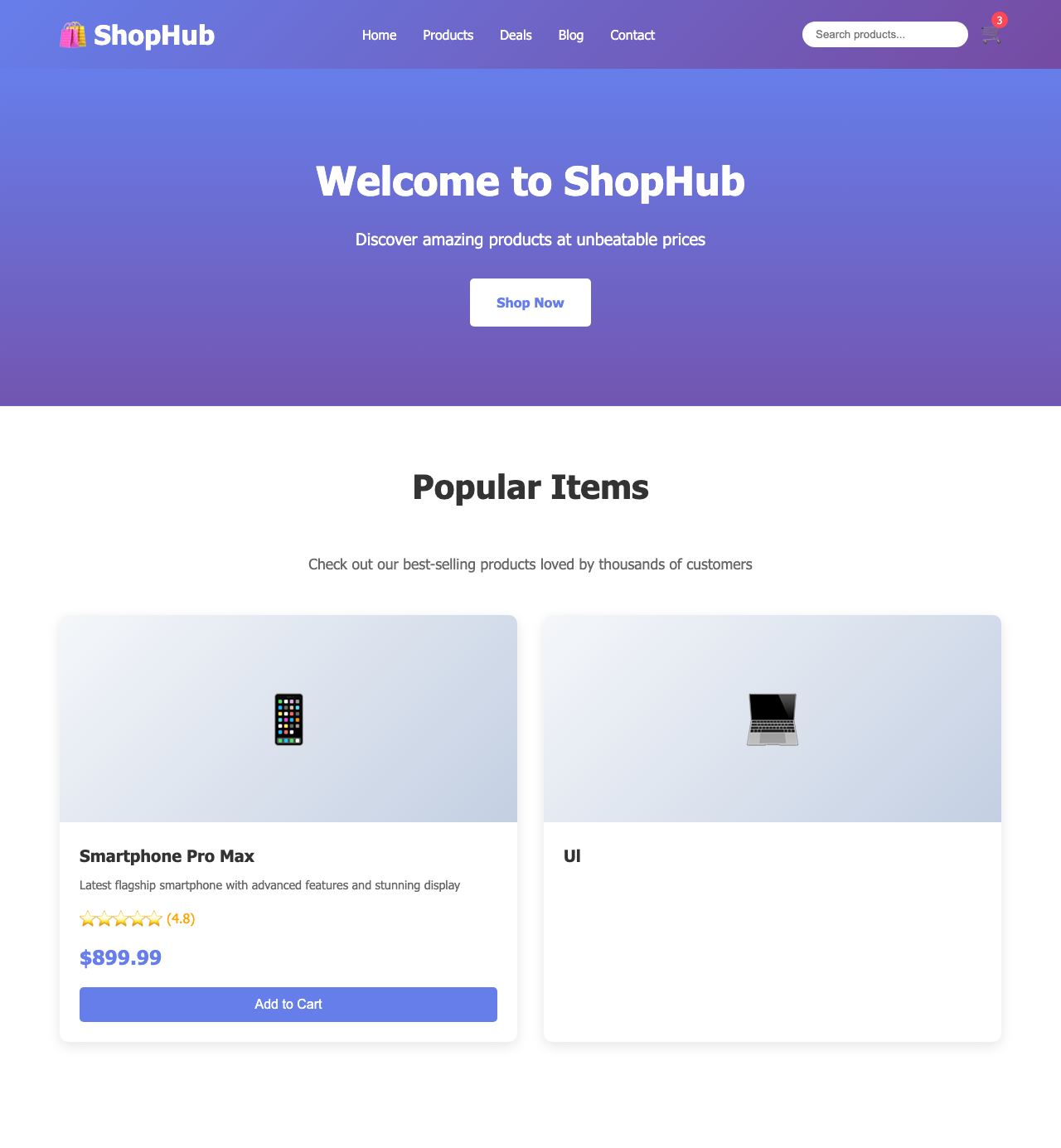 Screenshot sample 4 for shopping-home-page / Claude Sonnet 4.5