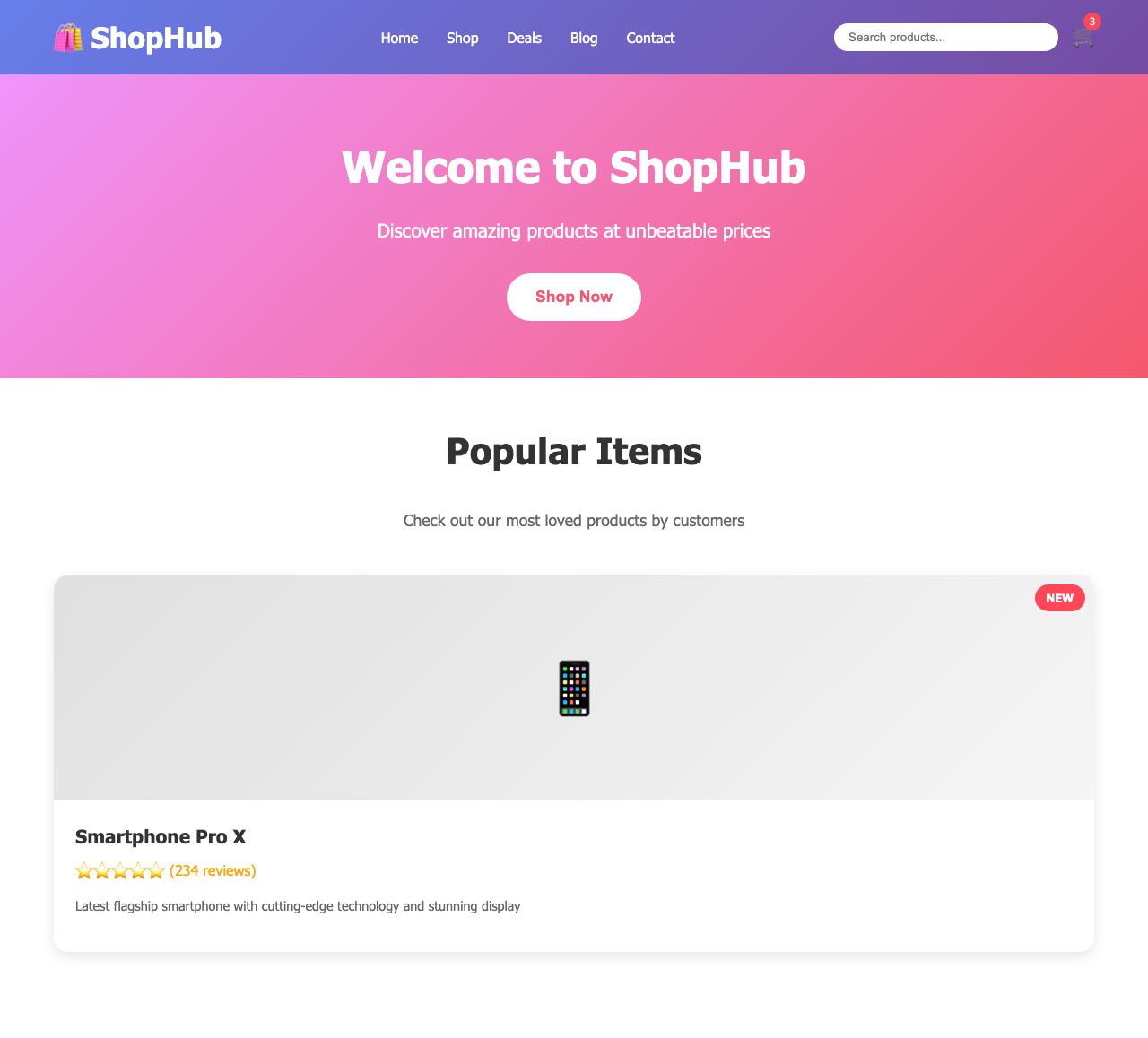 Screenshot sample 64 for shopping-home-page / Claude Sonnet 4.5