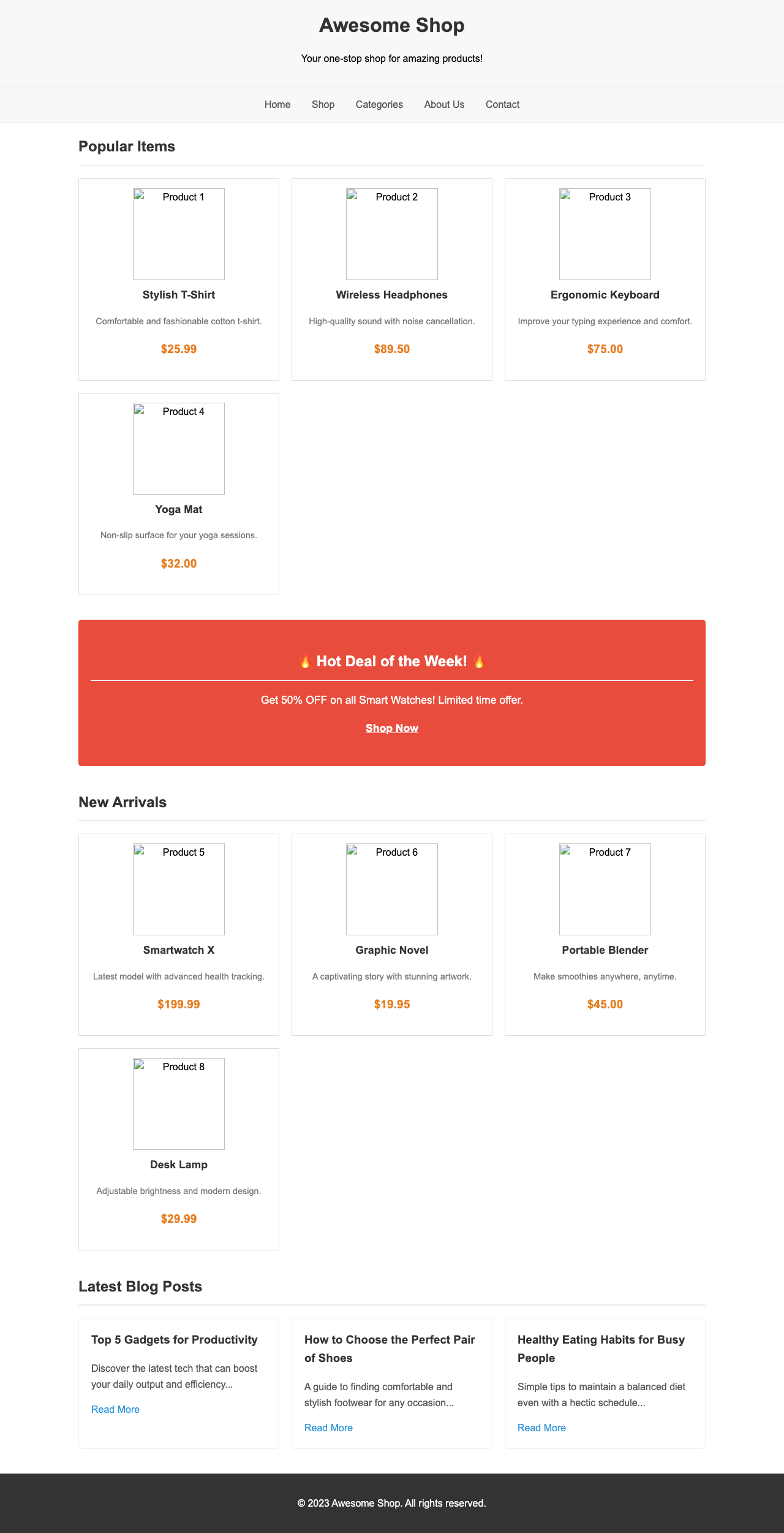 Screenshot sample 13 for shopping-home-page / Gemini 2.5 Flash Lite