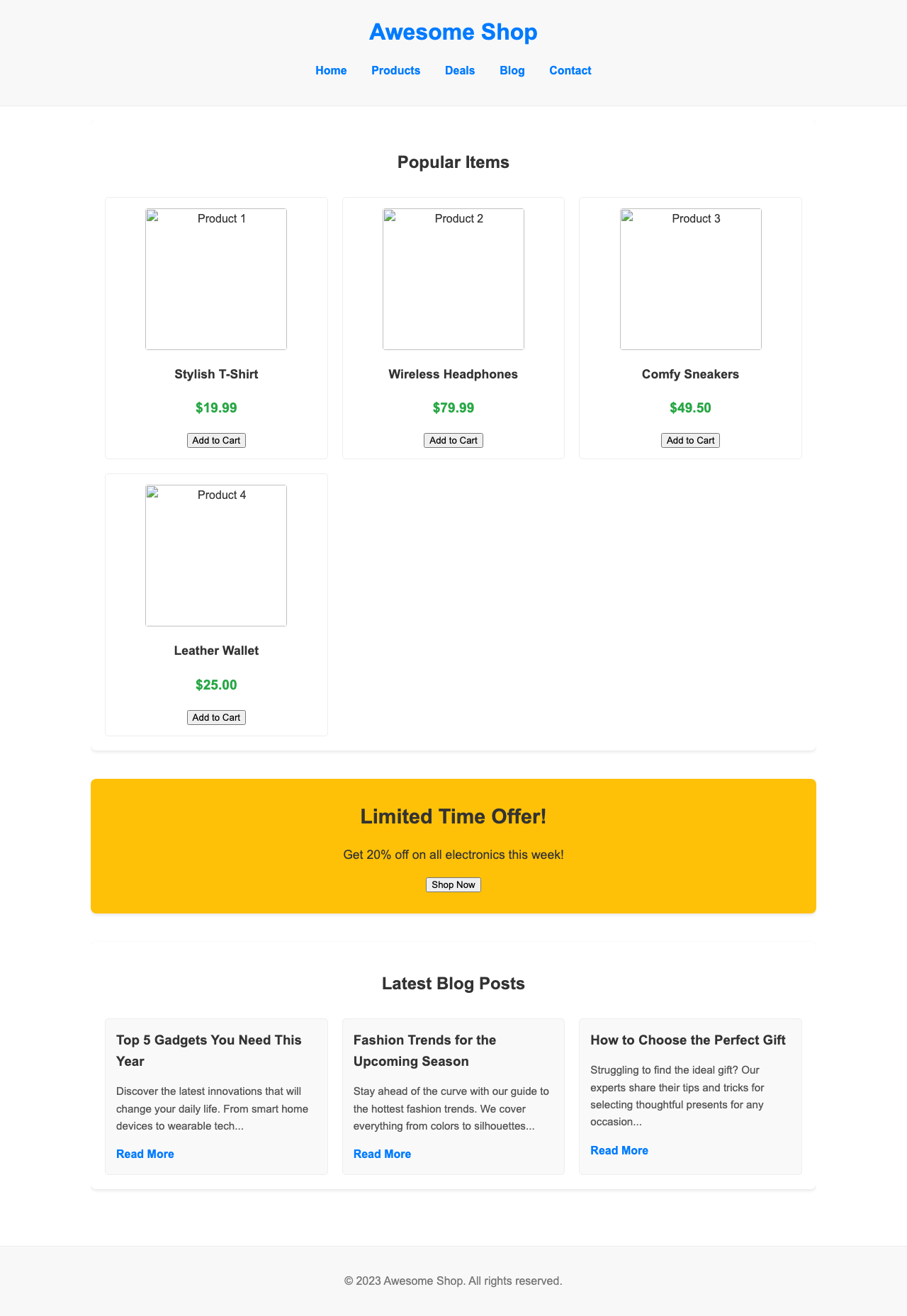 Screenshot sample 31 for shopping-home-page / Gemini 2.5 Flash Lite